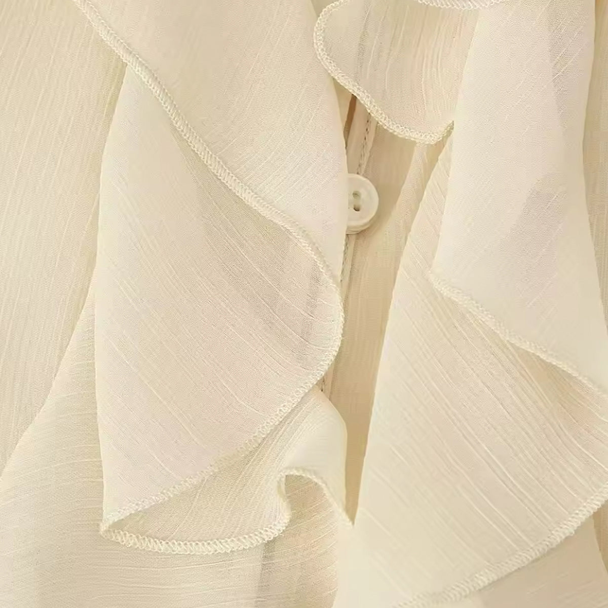 Cream Ruffled Chiffon Blouse – Chanel Joan Elkayam