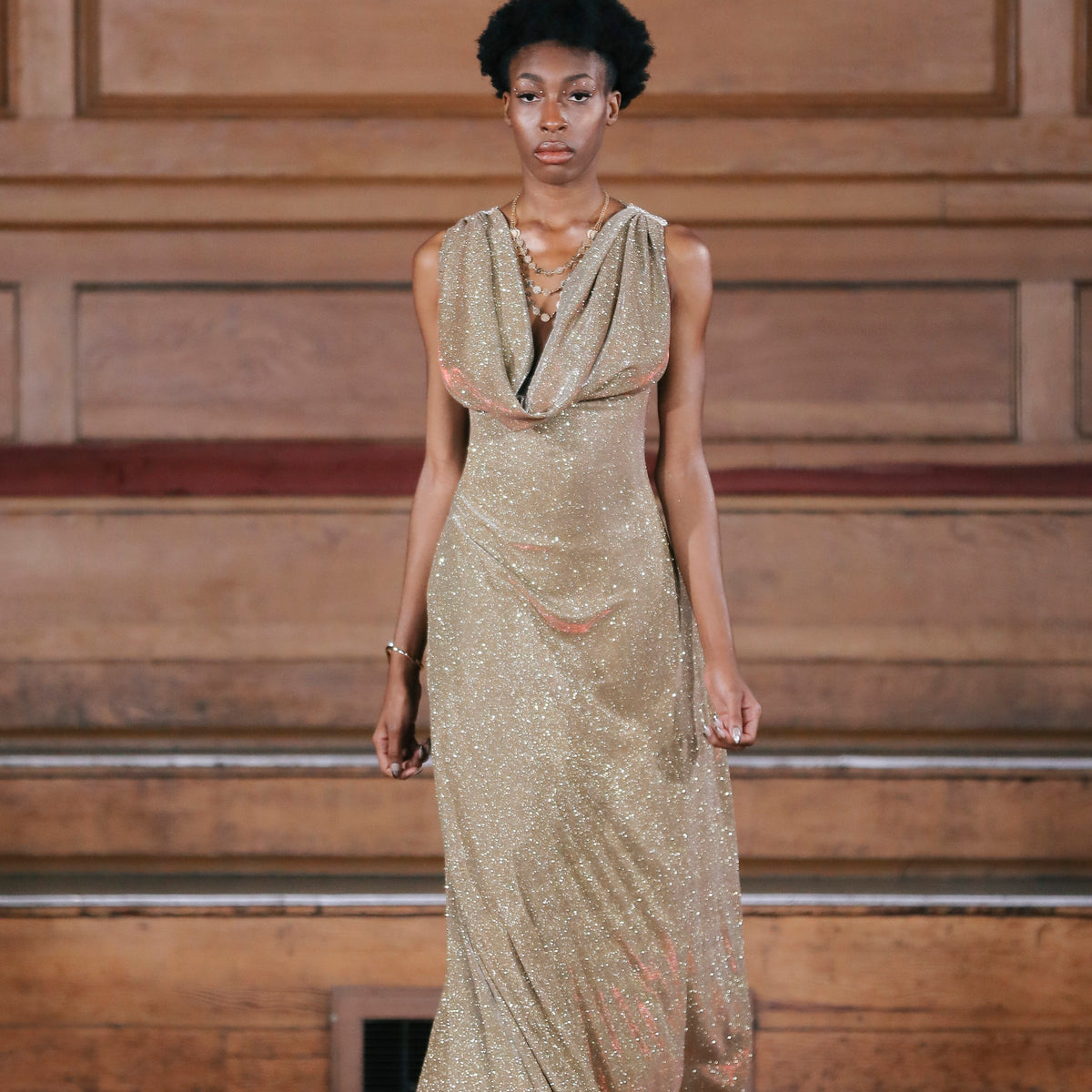 DRAPED GOLD GOWN UK 6