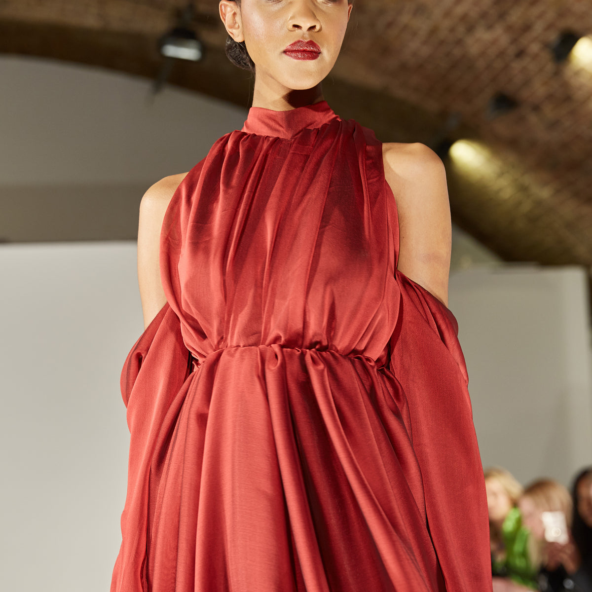 DRAPED HALTER NECK DRESS UK 4