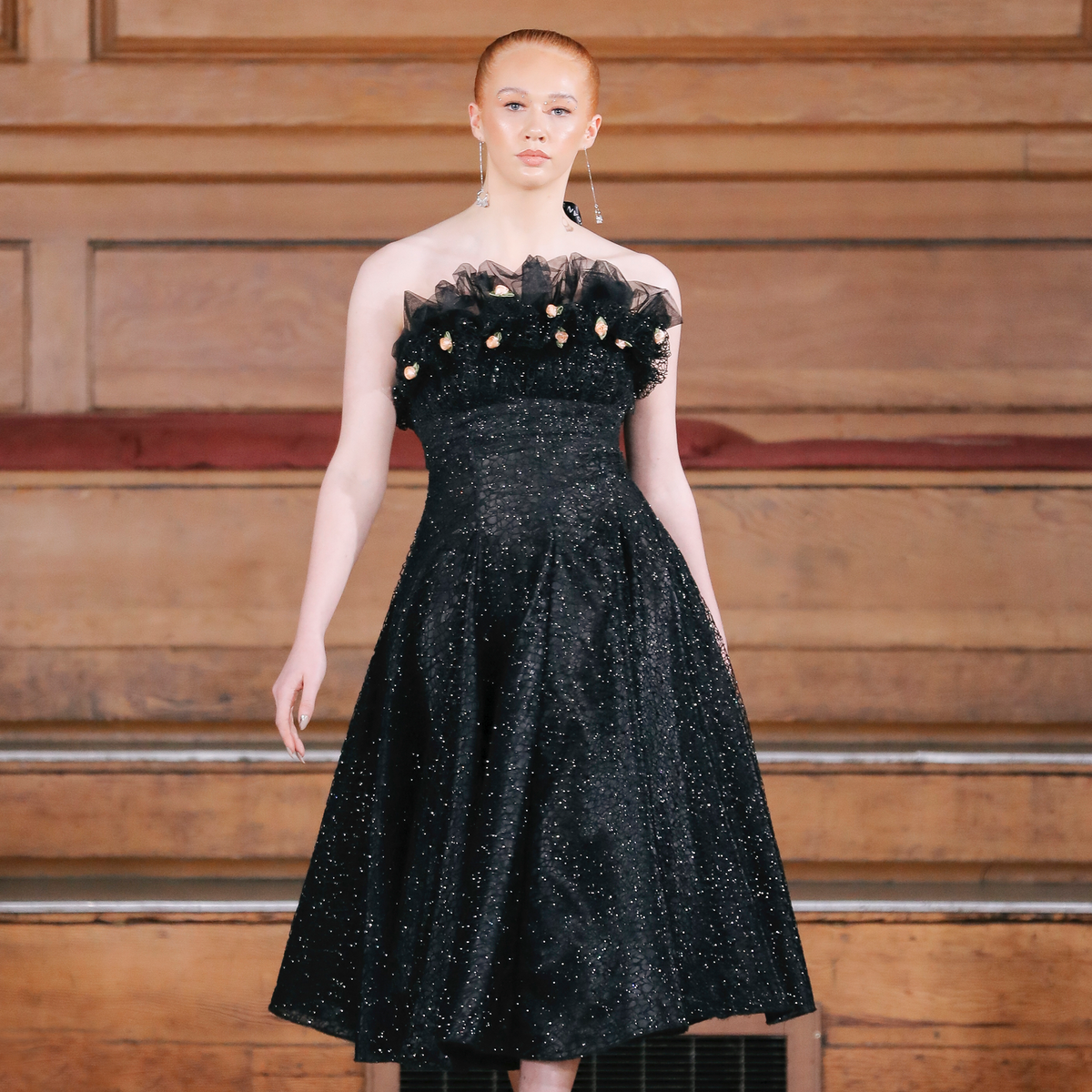 RUCHED BUST 3D GLITTER MESH DRESS – Chanel Joan Elkayam