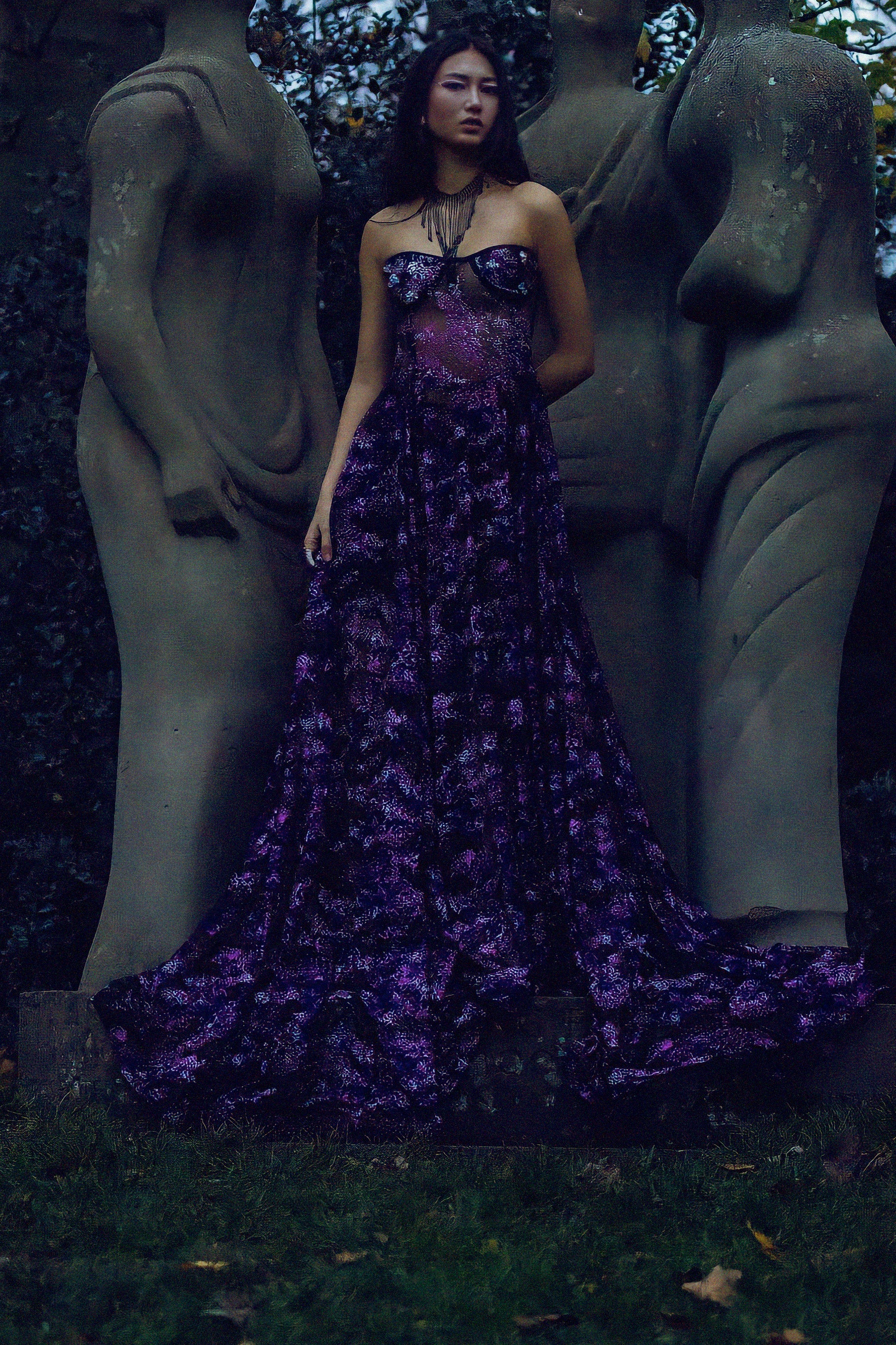 CORSETED TRANSPARENT GOWN