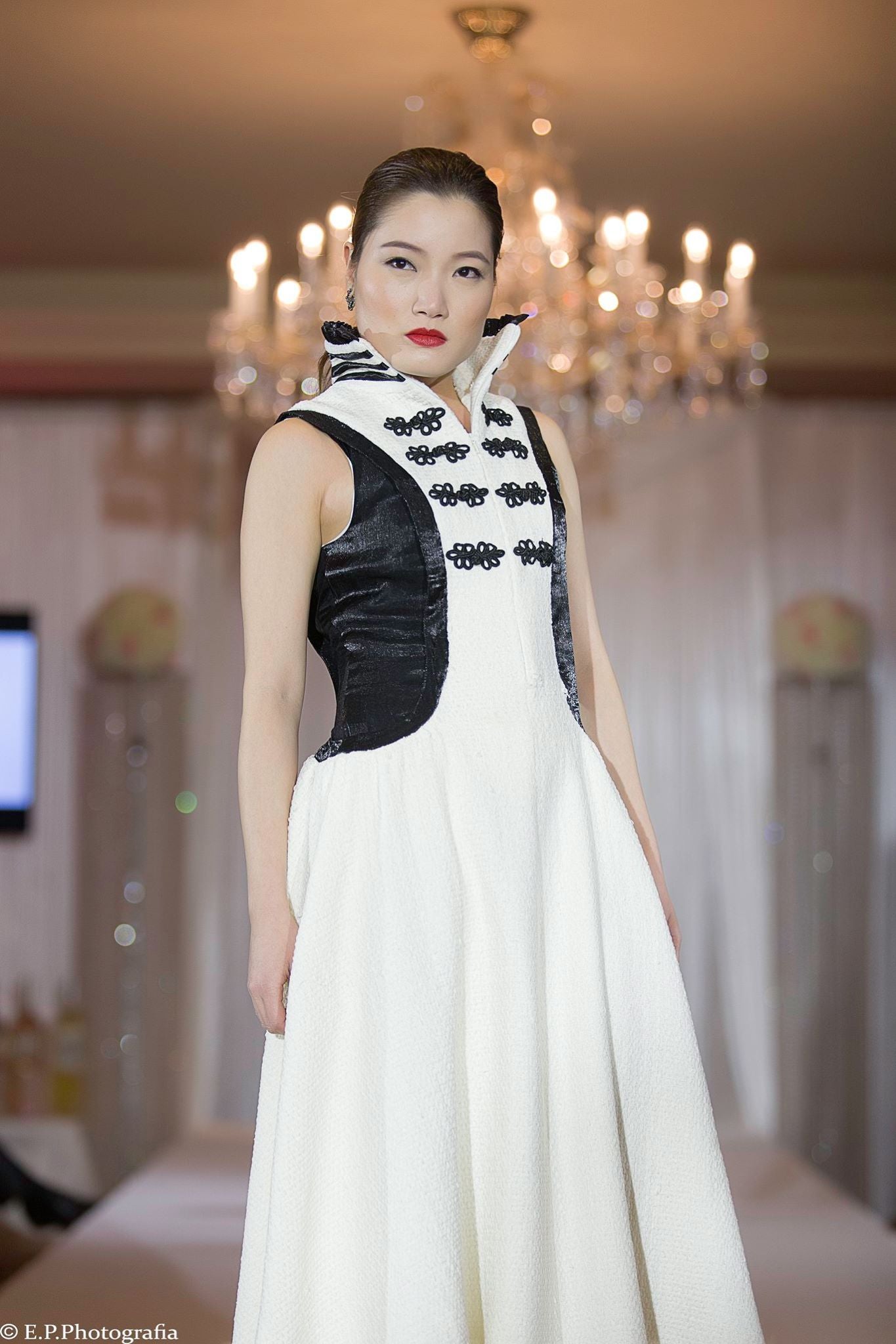 HIGH NECK ZIP FRONT DRESS