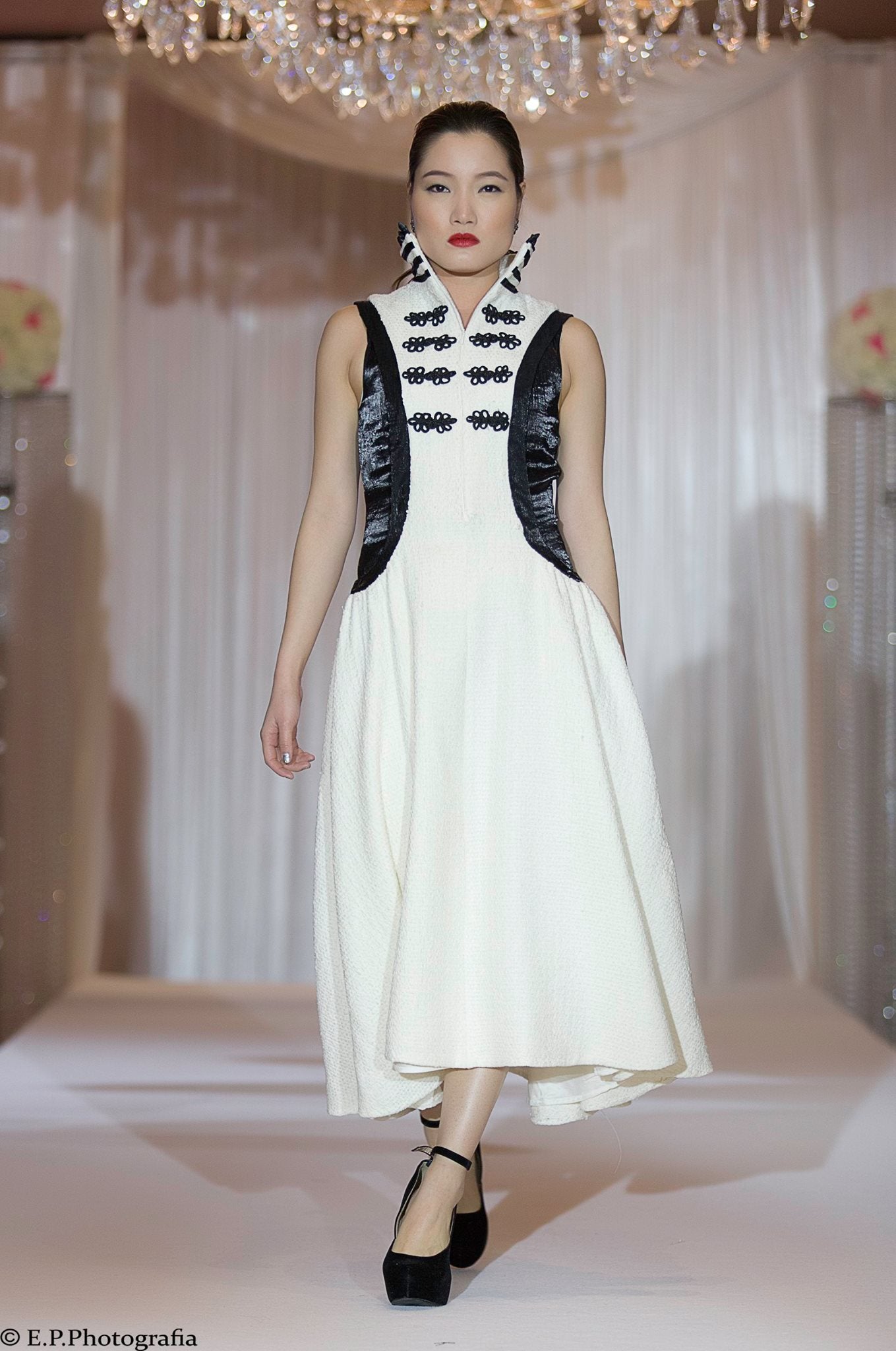 HIGH NECK ZIP FRONT DRESS