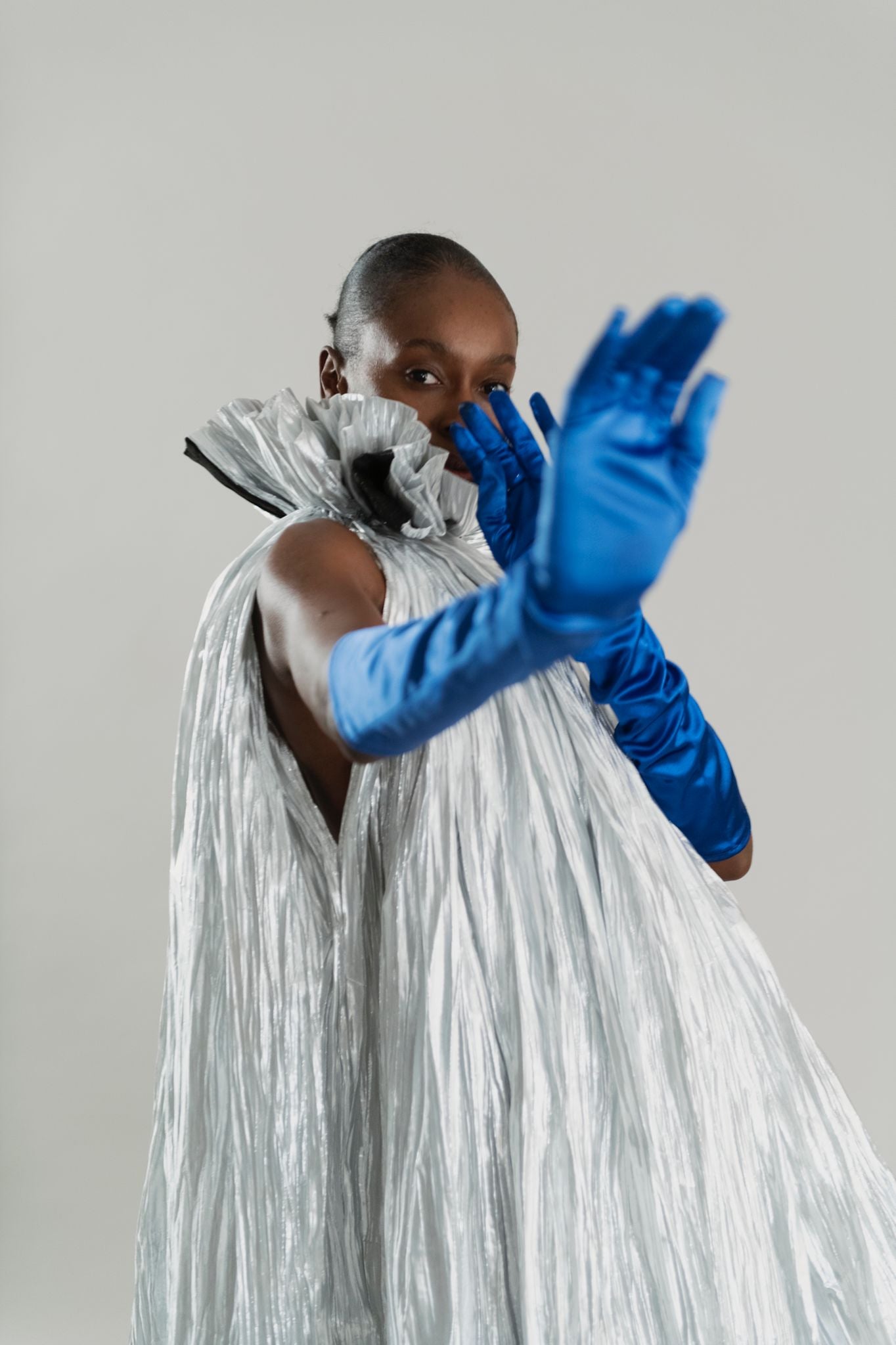 RUFFLED HIGH NECK DRESS