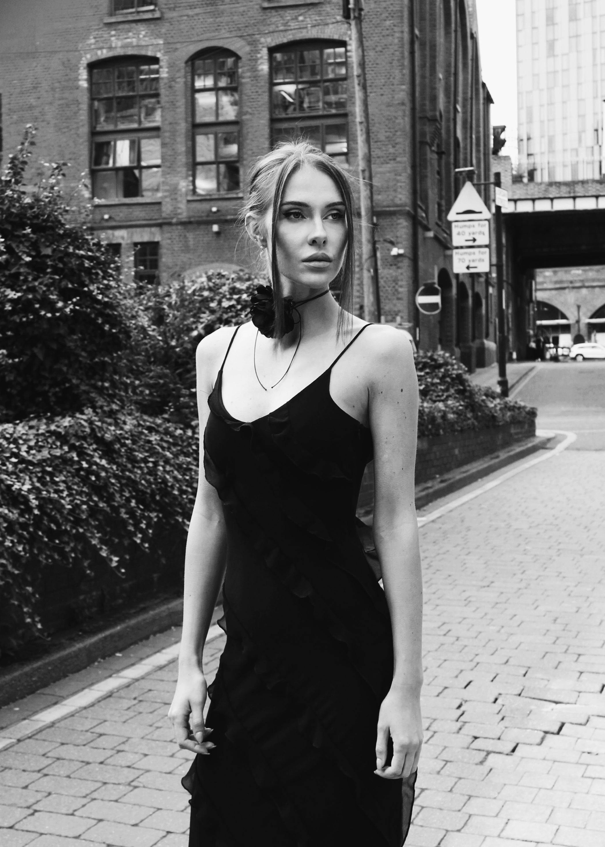 MAXI RUFFLED EVENING DRESS