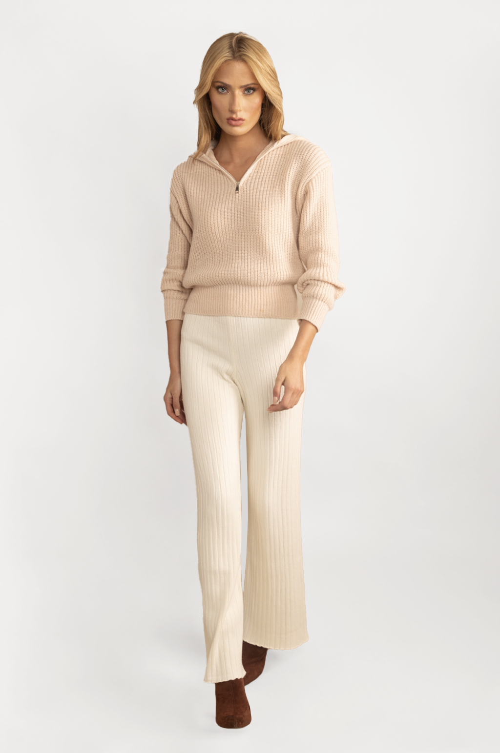 RIBBED KNIT WOOL TROUSER
