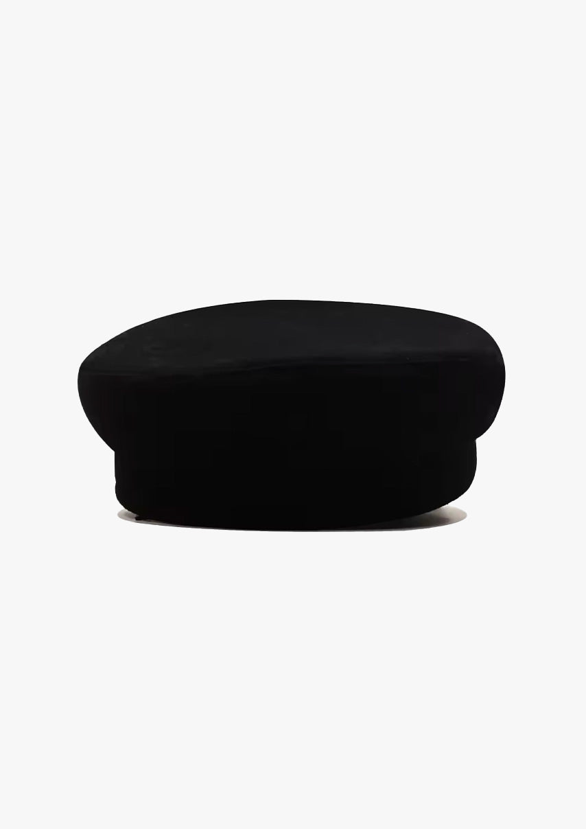 Chain Trim Detailed Black Wool Blend Baker Boy Hat