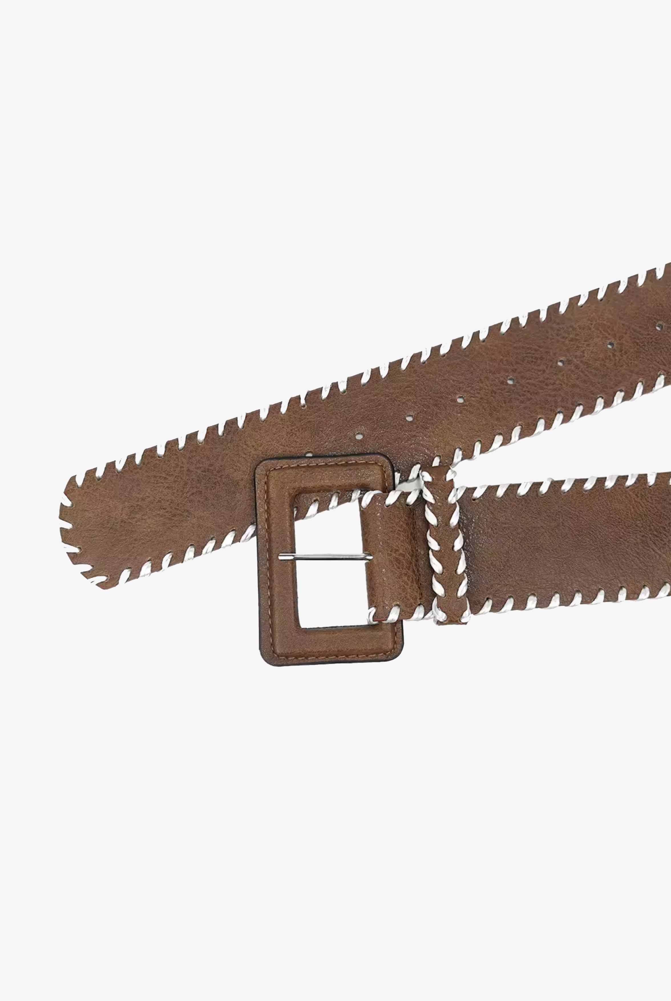 Brown Embroidered Edge Belt
