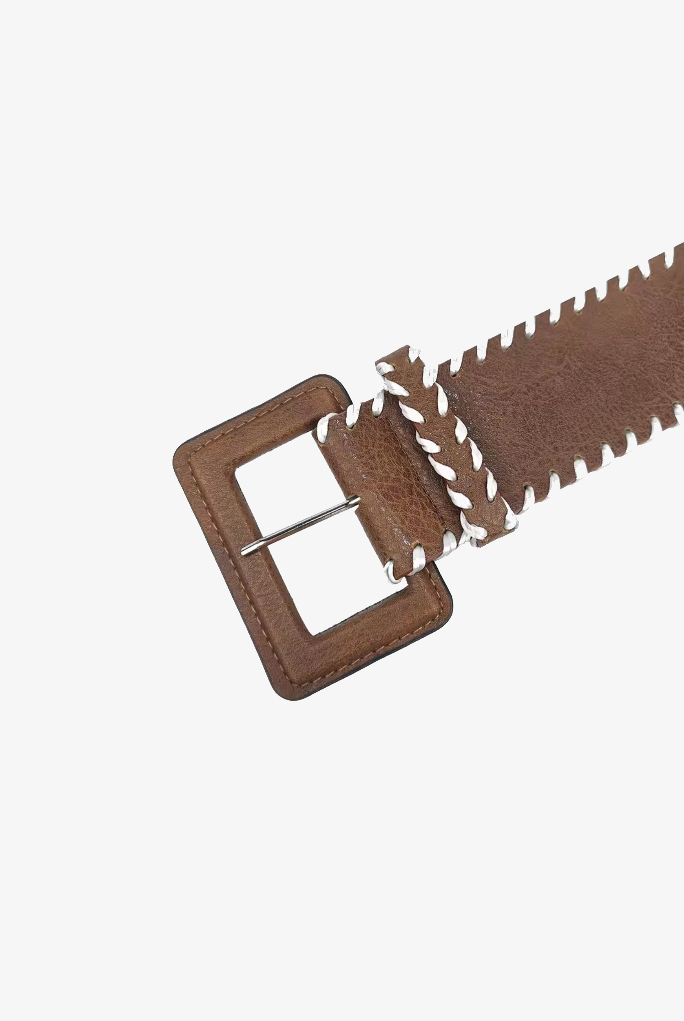 Brown Embroidered Edge Belt