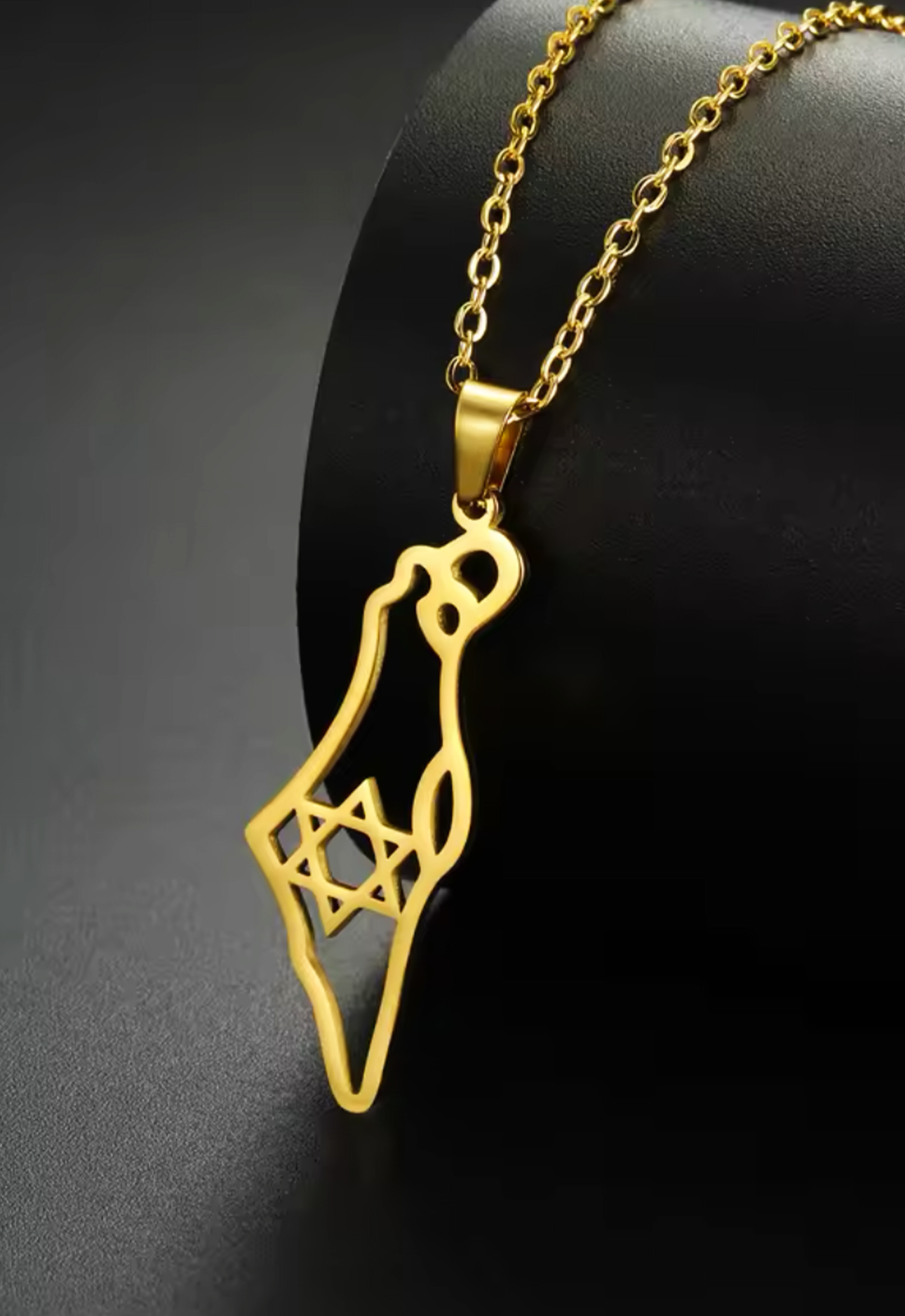 Israel Map Star Of David Necklace