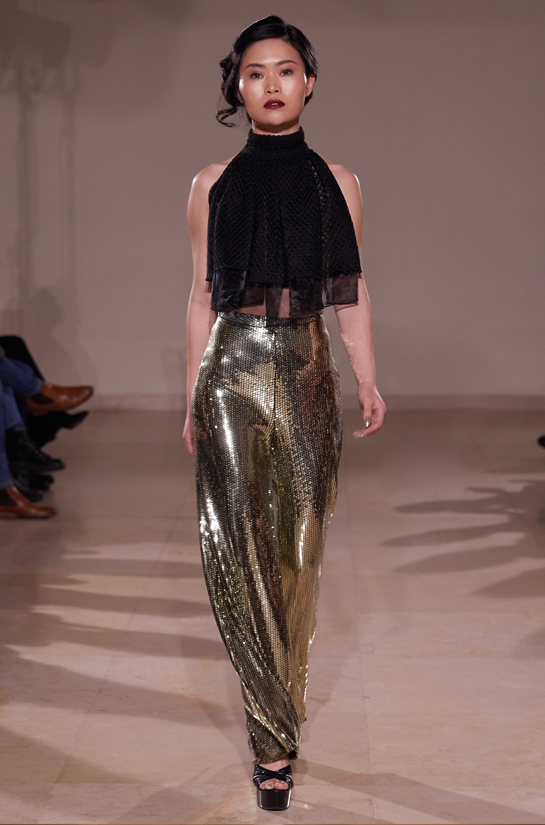 GOLD SEQUIN EMBELLISHED TROUSER