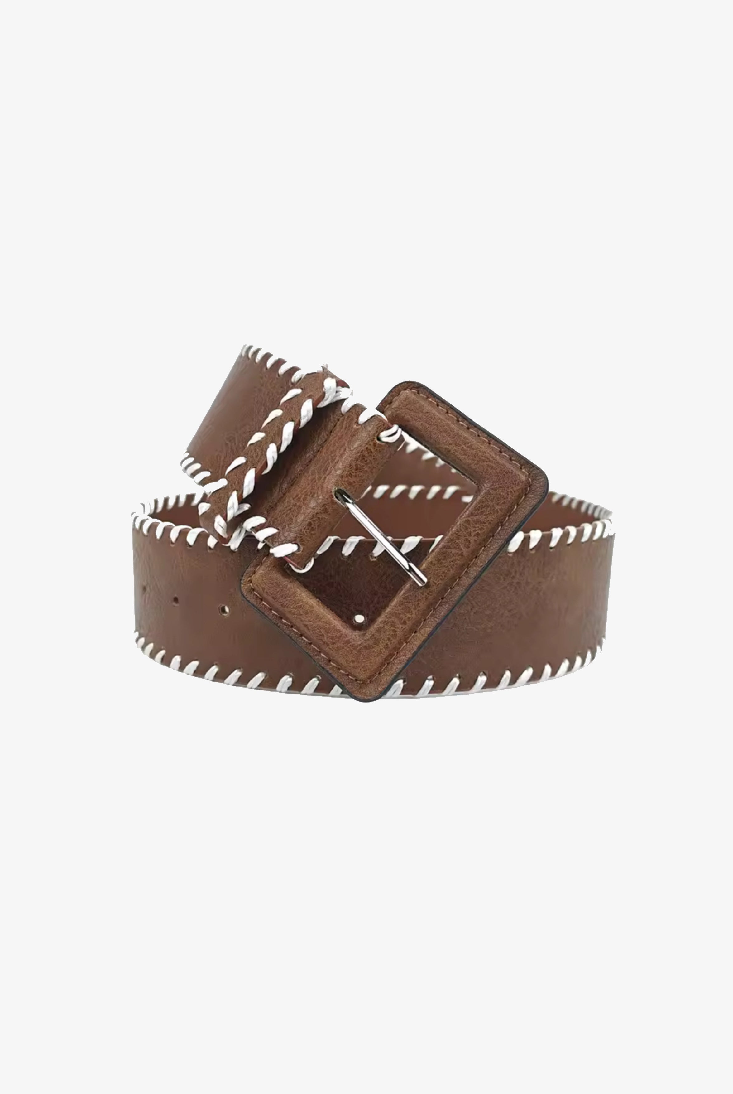 Brown Embroidered Edge Belt
