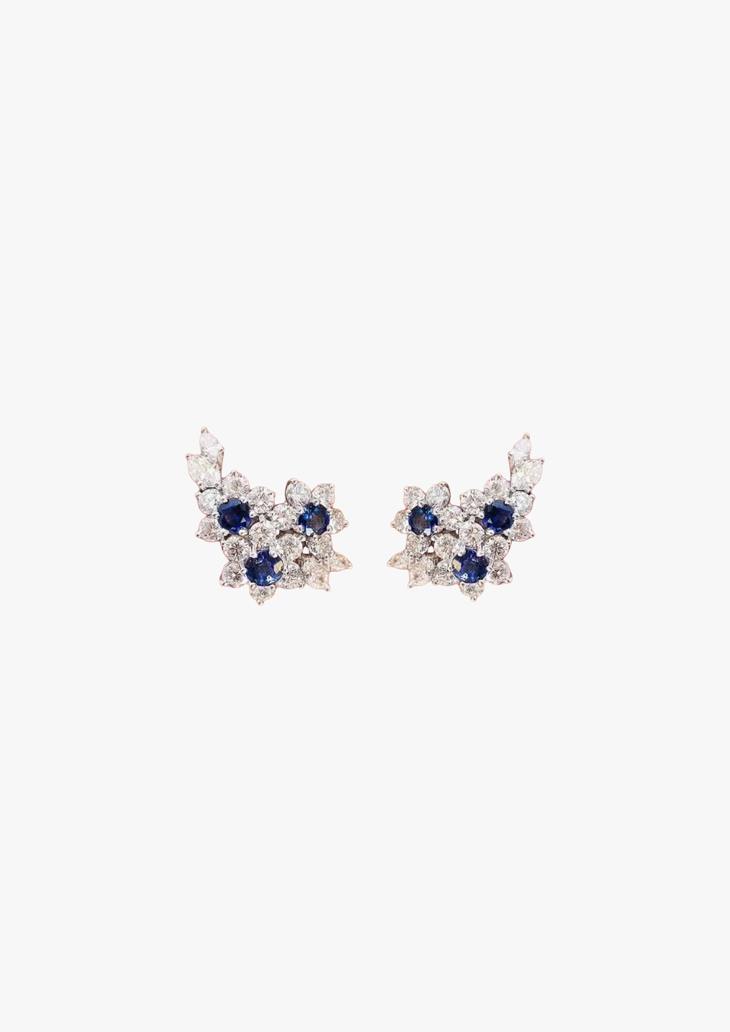 Crystal Silver Floral Earrings