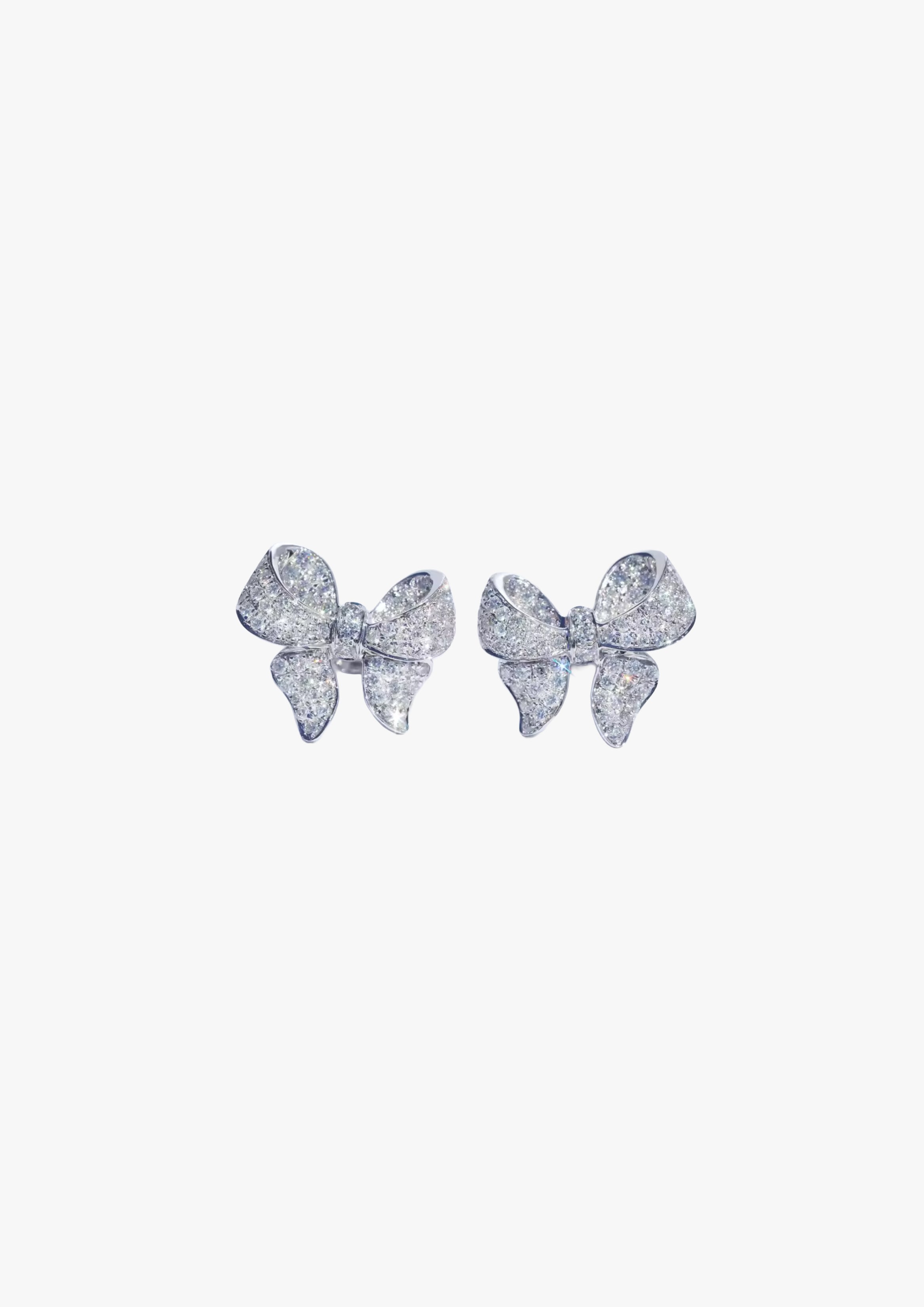 Crystal Bow Silver Earrings