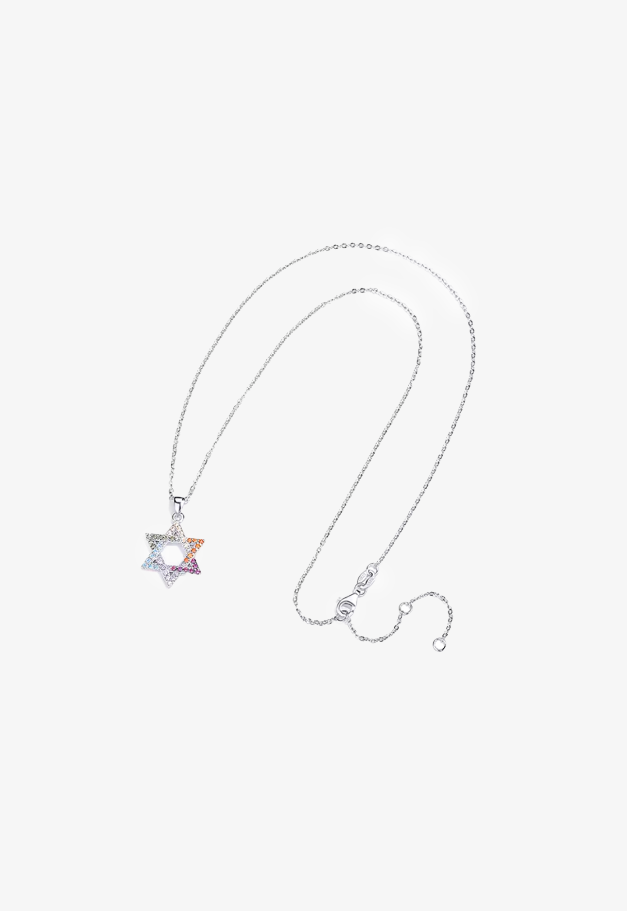 Coloured Crystal Star Of David Necklace