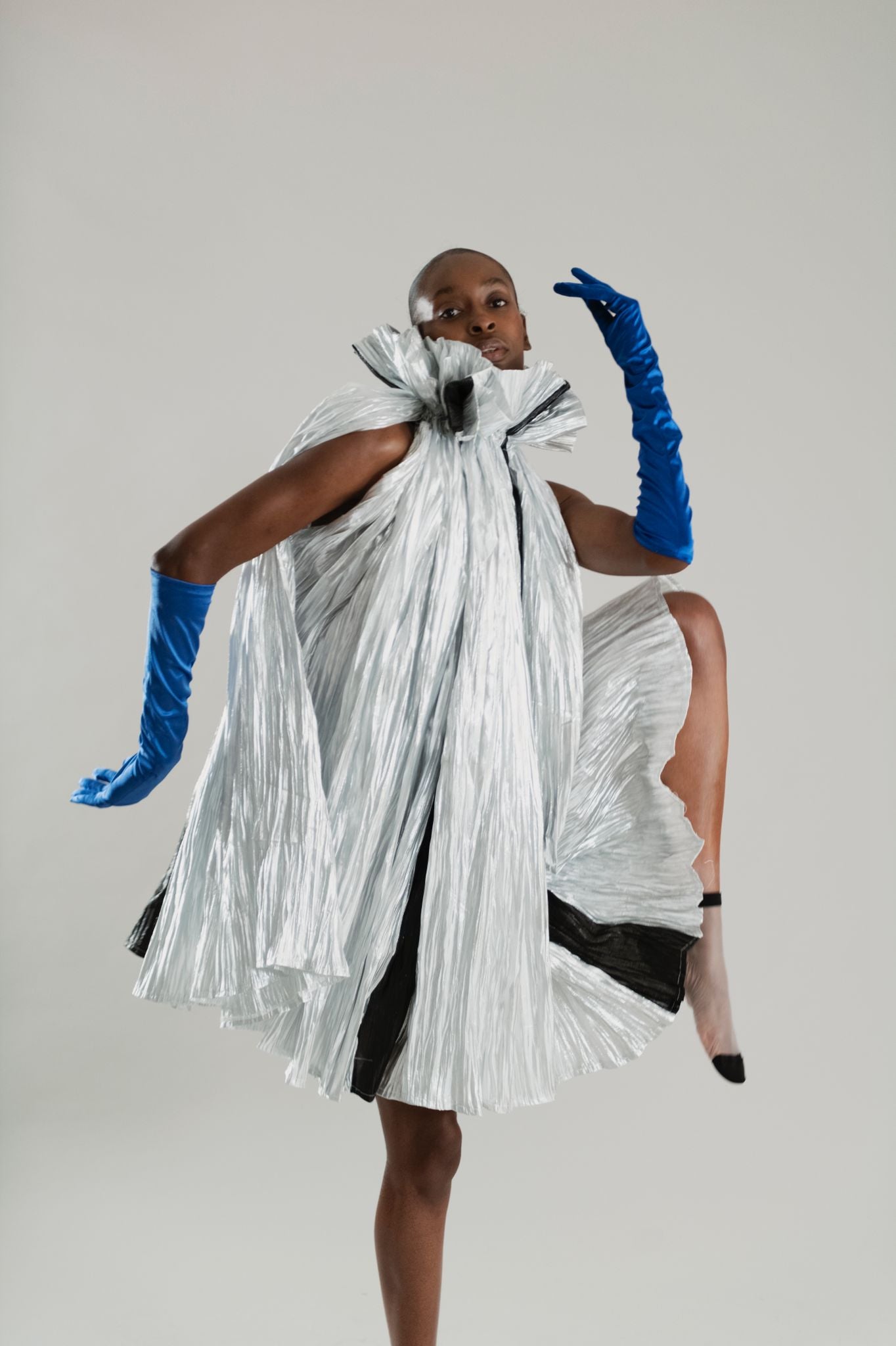 RUFFLED HIGH NECK DRESS