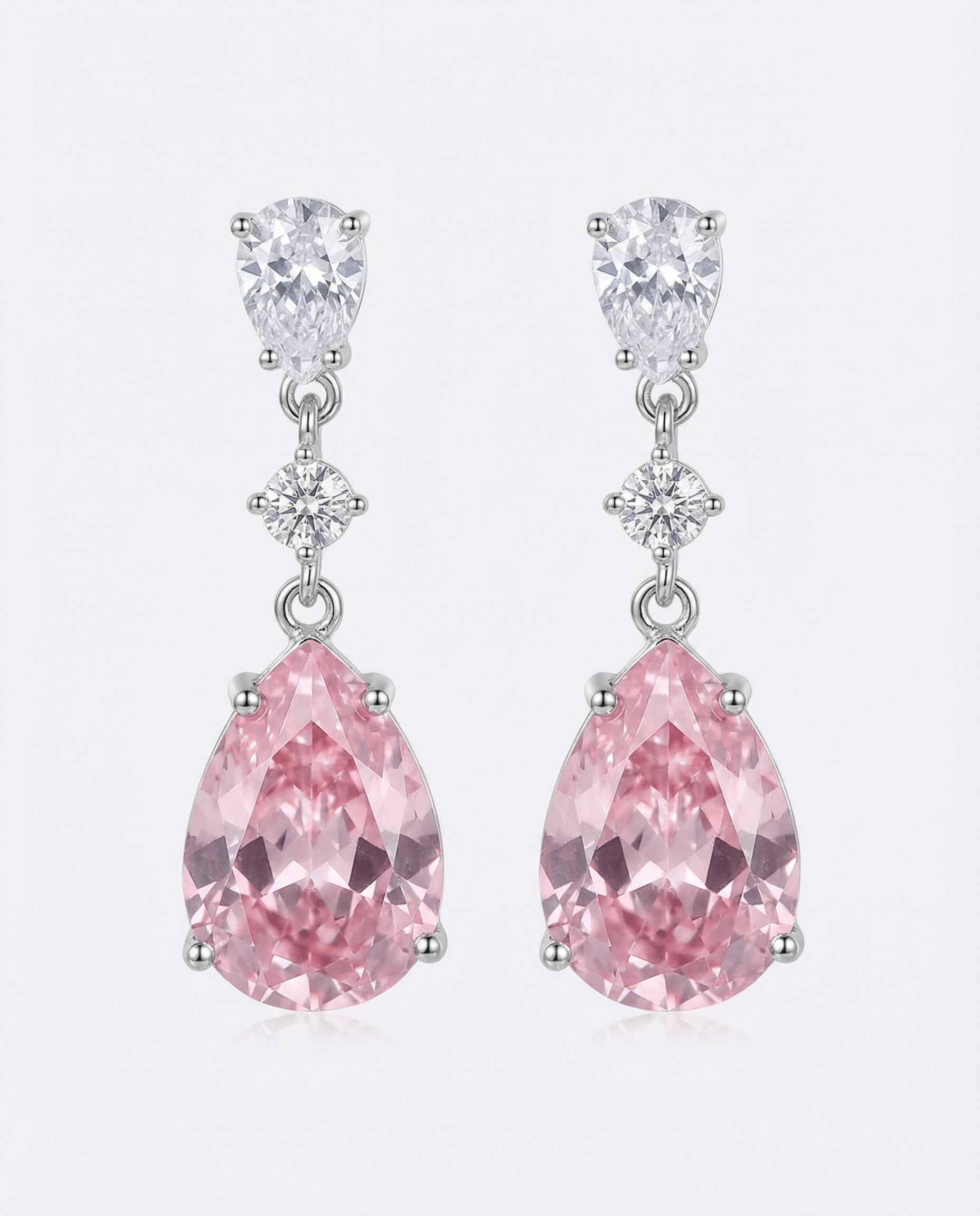 Pink Crystal Drop Dangle Earrings