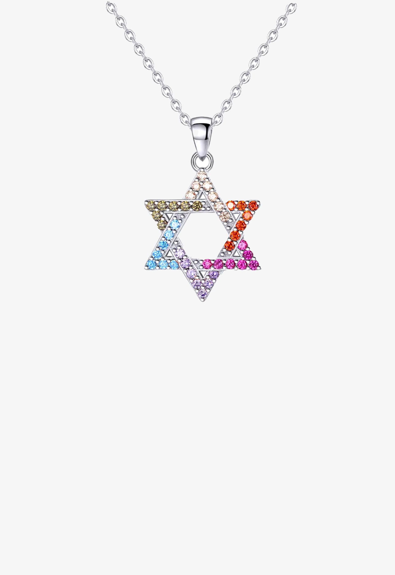 Coloured Crystal Star Of David Necklace