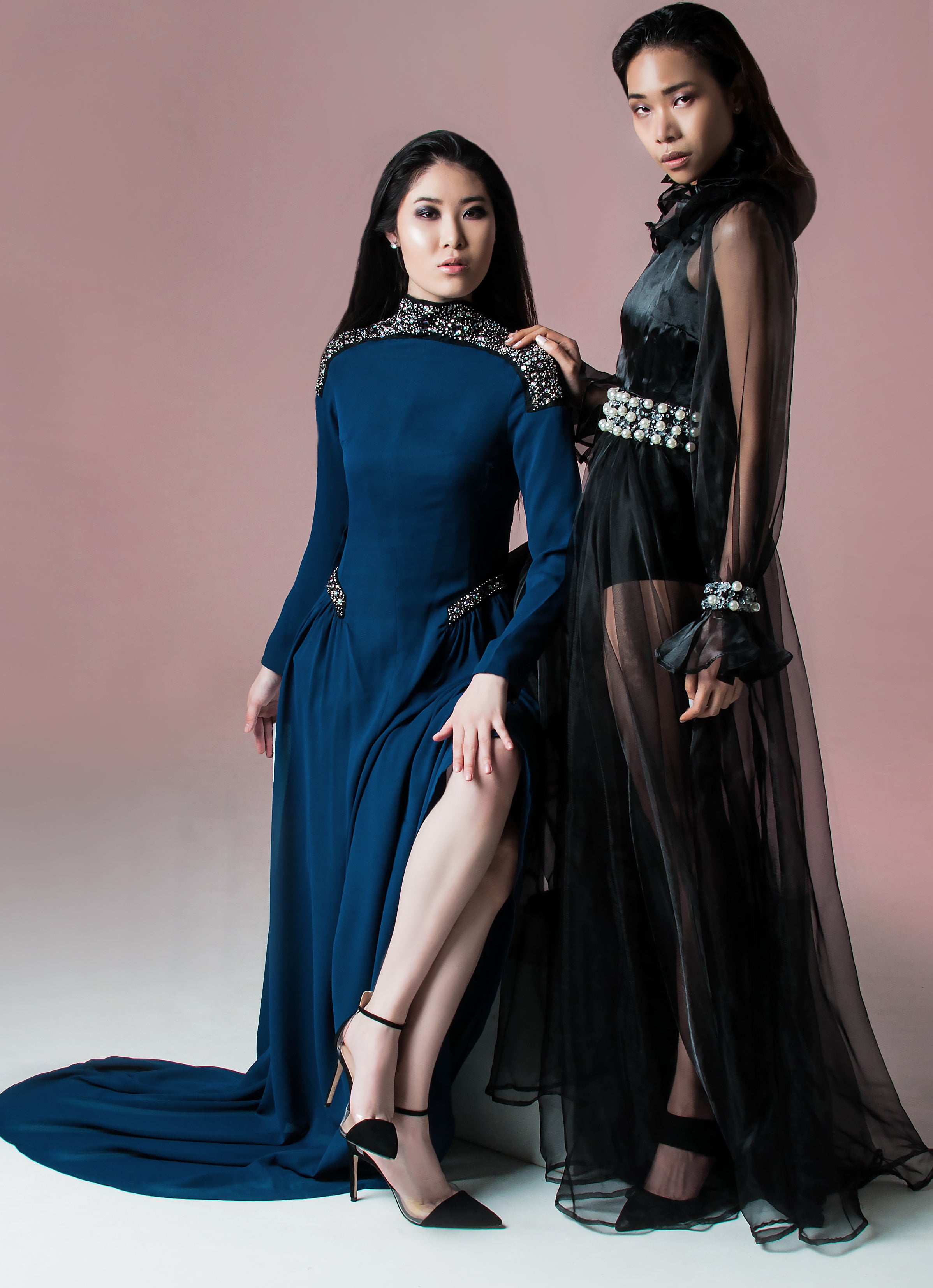 CRYSTAL HAND EMBELLISHED TRANSPARENT GOWN