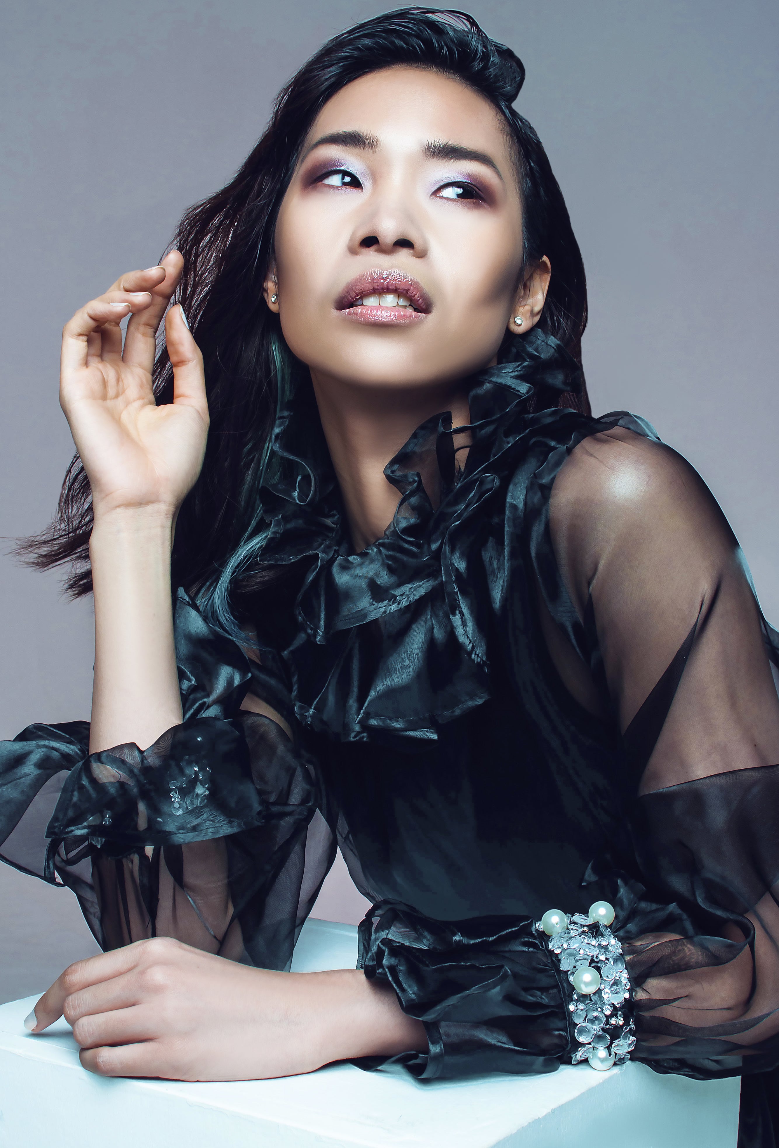 CRYSTAL HAND EMBELLISHED TRANSPARENT GOWN