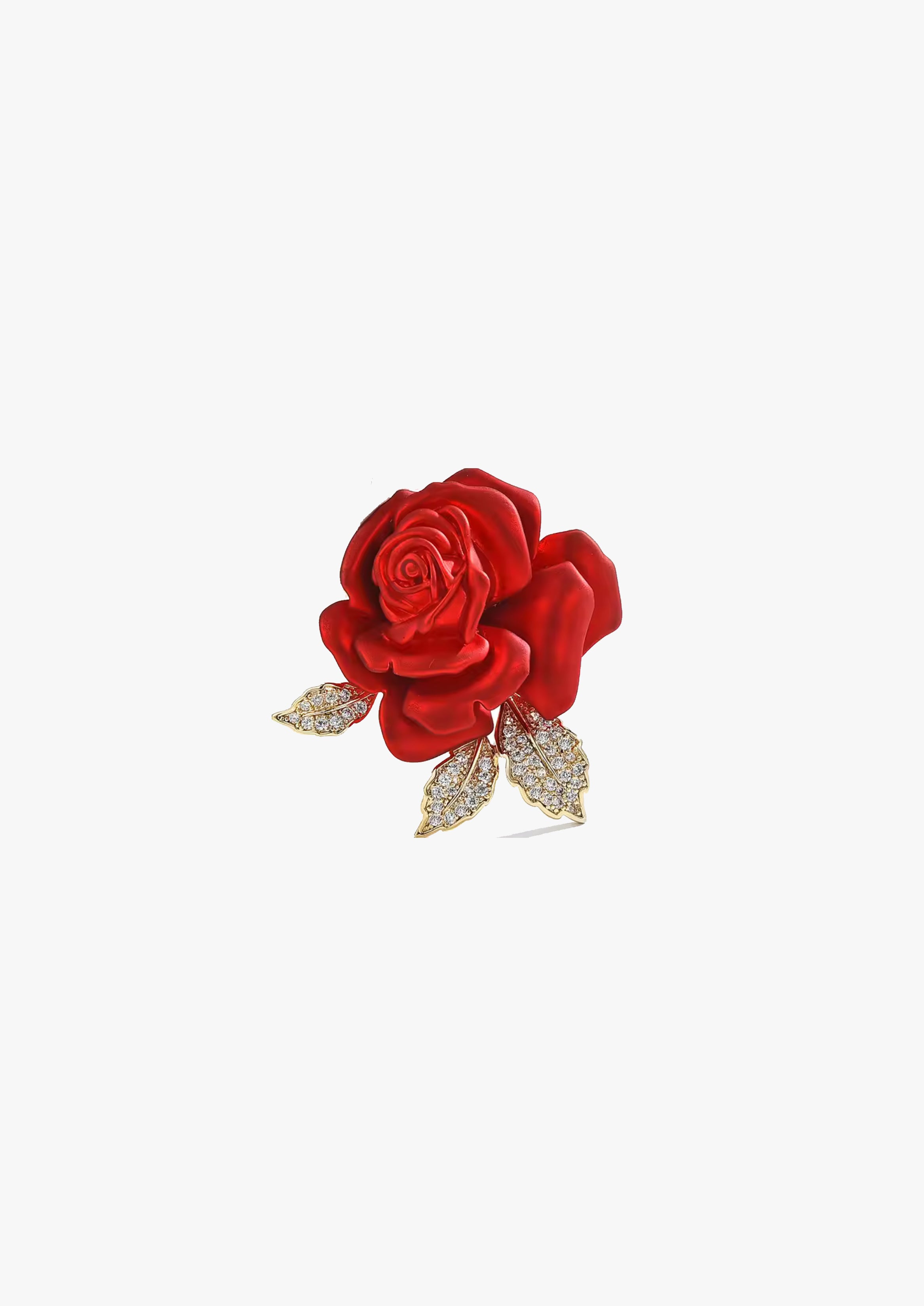 Crystal Enamelled Rose Flower Brooch