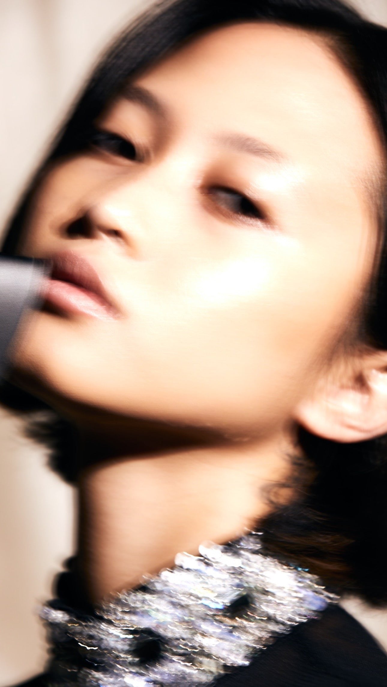 HAND EMBELLISHED CRYSTAL OPAQUE BODYSUIT