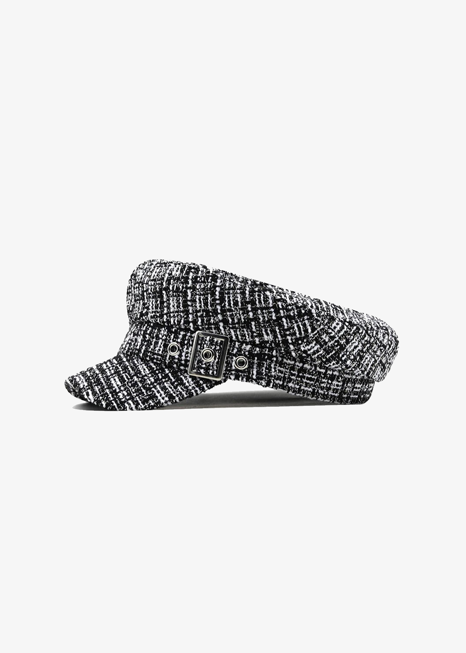 Black & White Tweed Baker Boy Hat