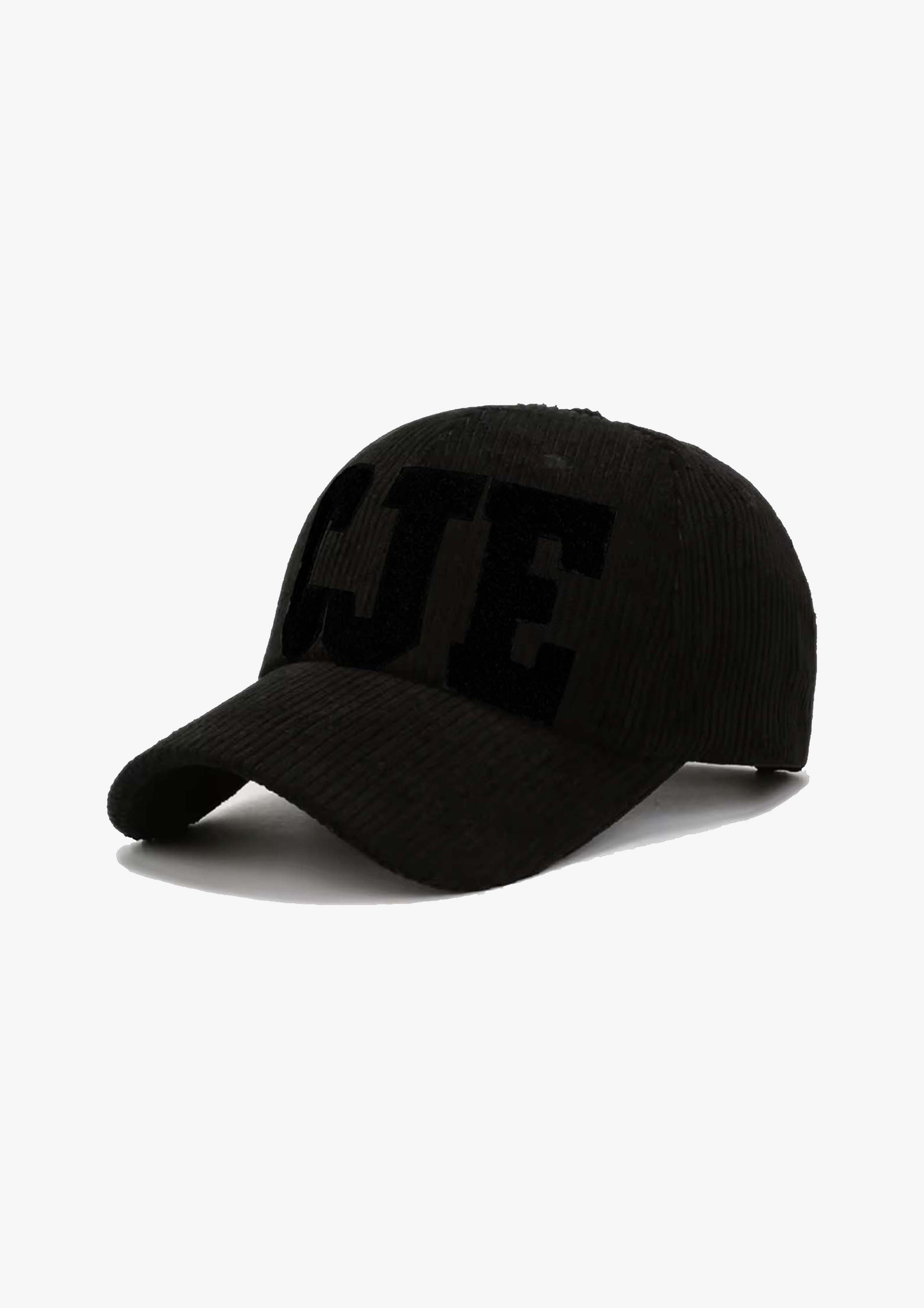 Black CJE Textured Corduroy Cap