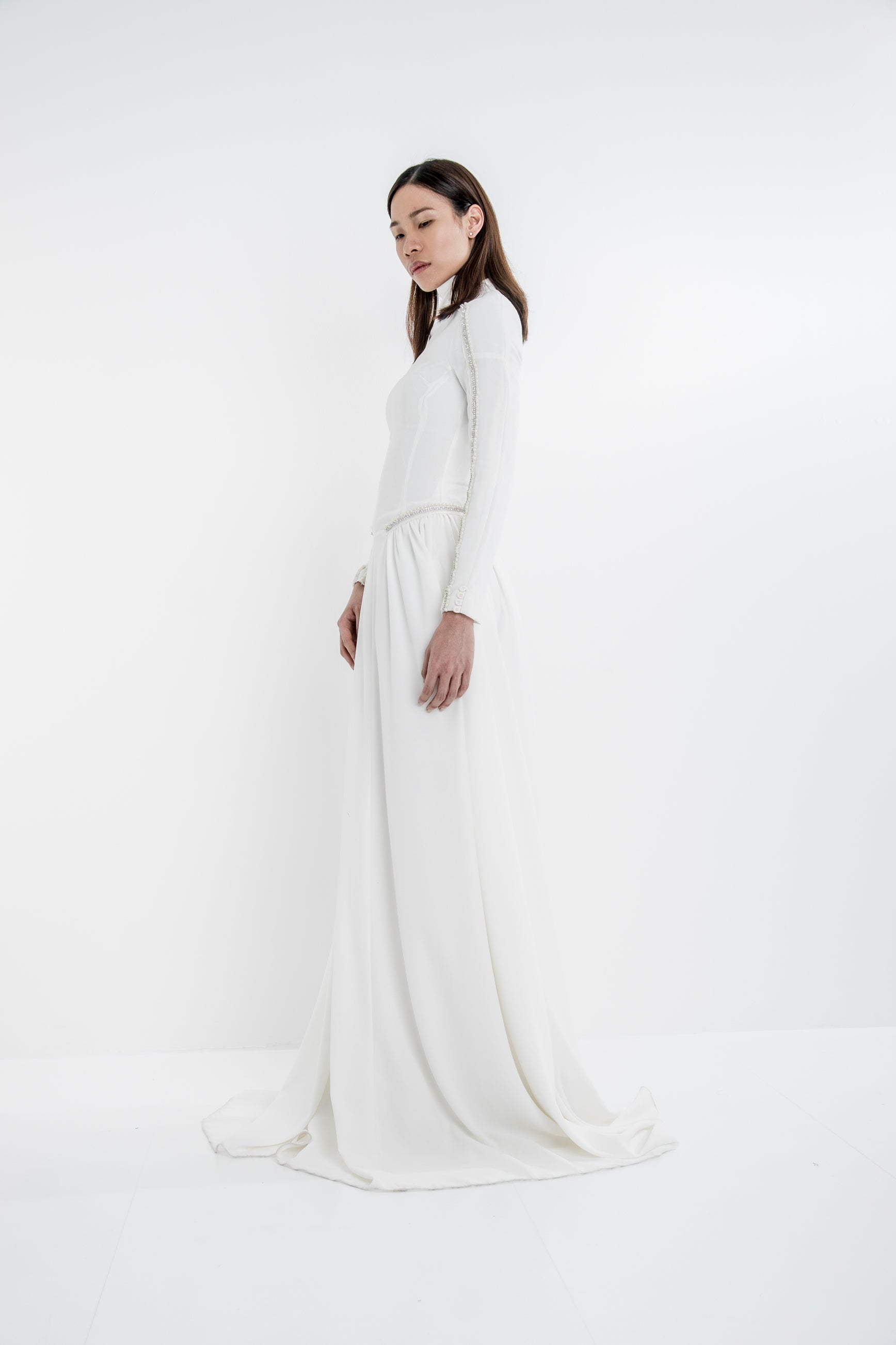 HAND EMBELLISHED CRYSTAL FLOOR LENGTH DRESS