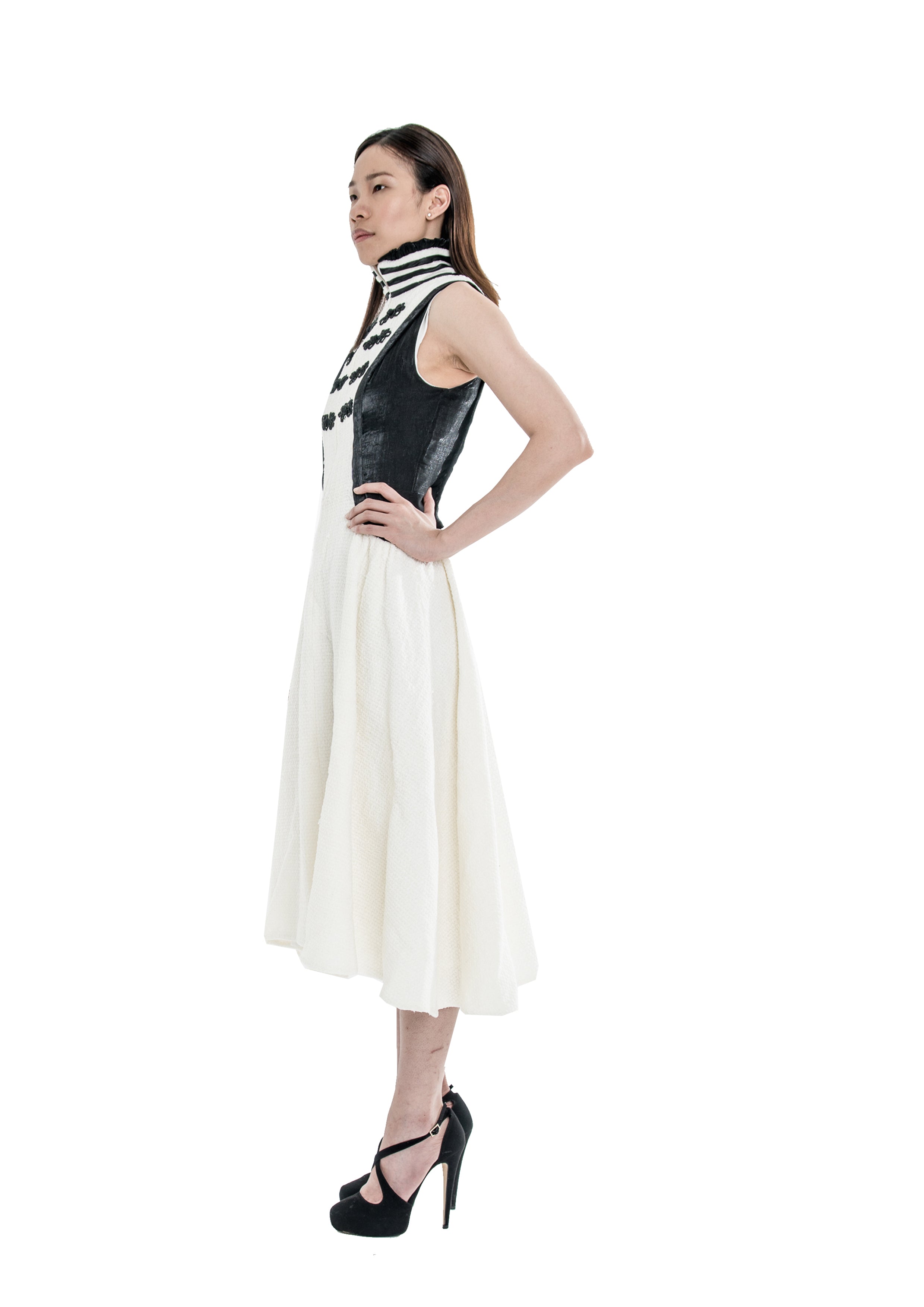 HIGH NECK ZIP FRONT DRESS