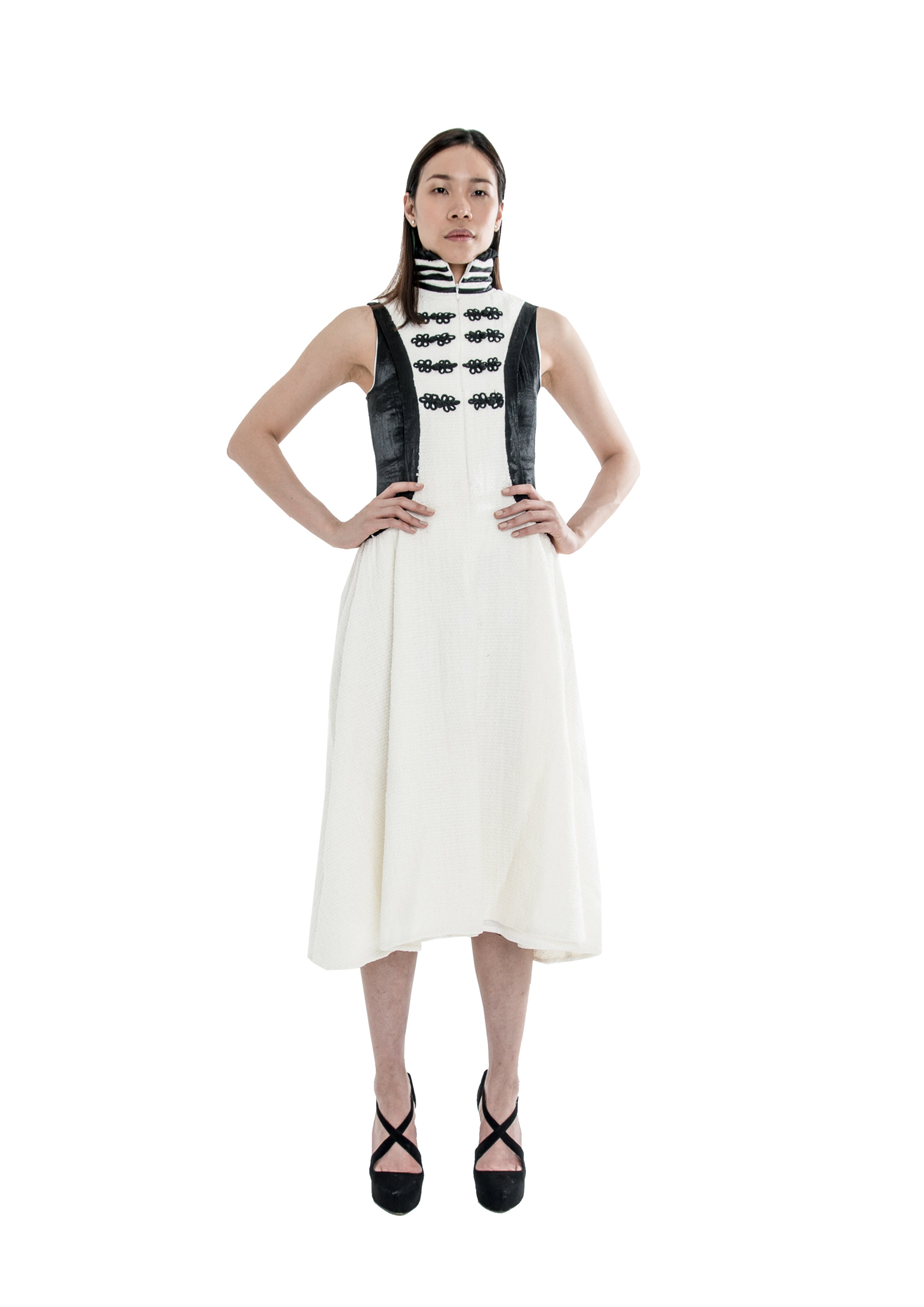 HIGH NECK ZIP FRONT DRESS