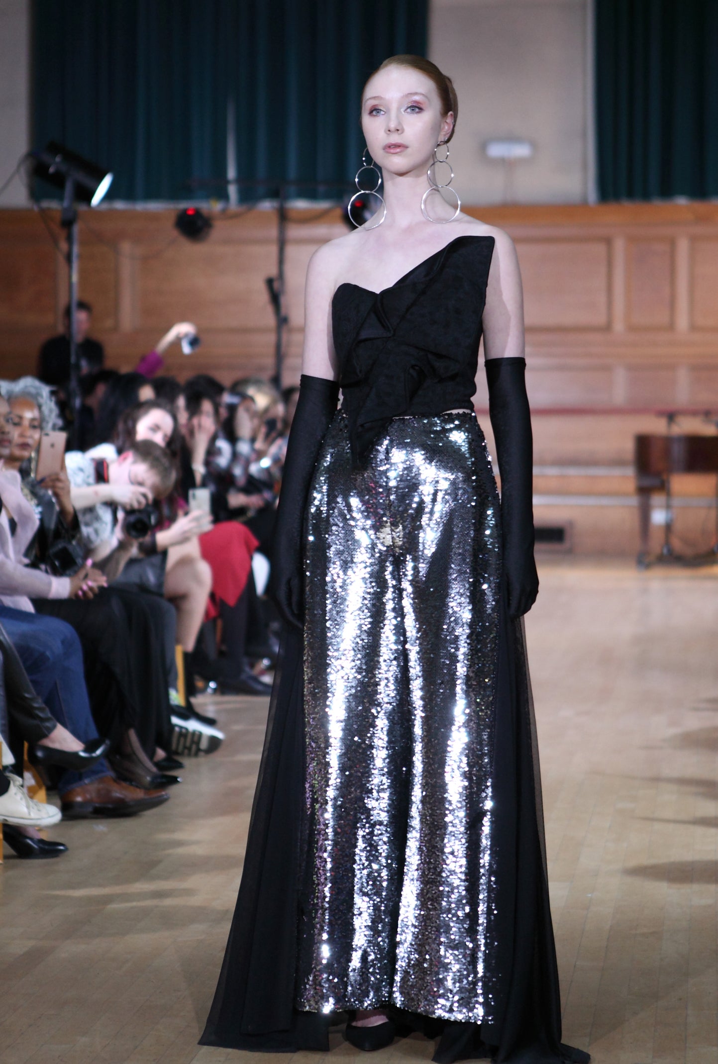 SEQUIN EMBELLISHED GODET TROUSER