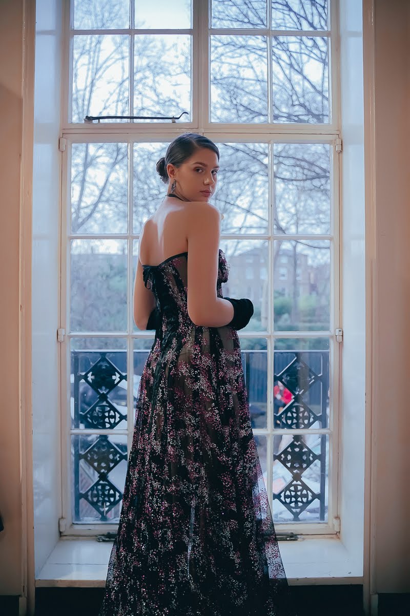 CORSETED TRANSPARENT GOWN