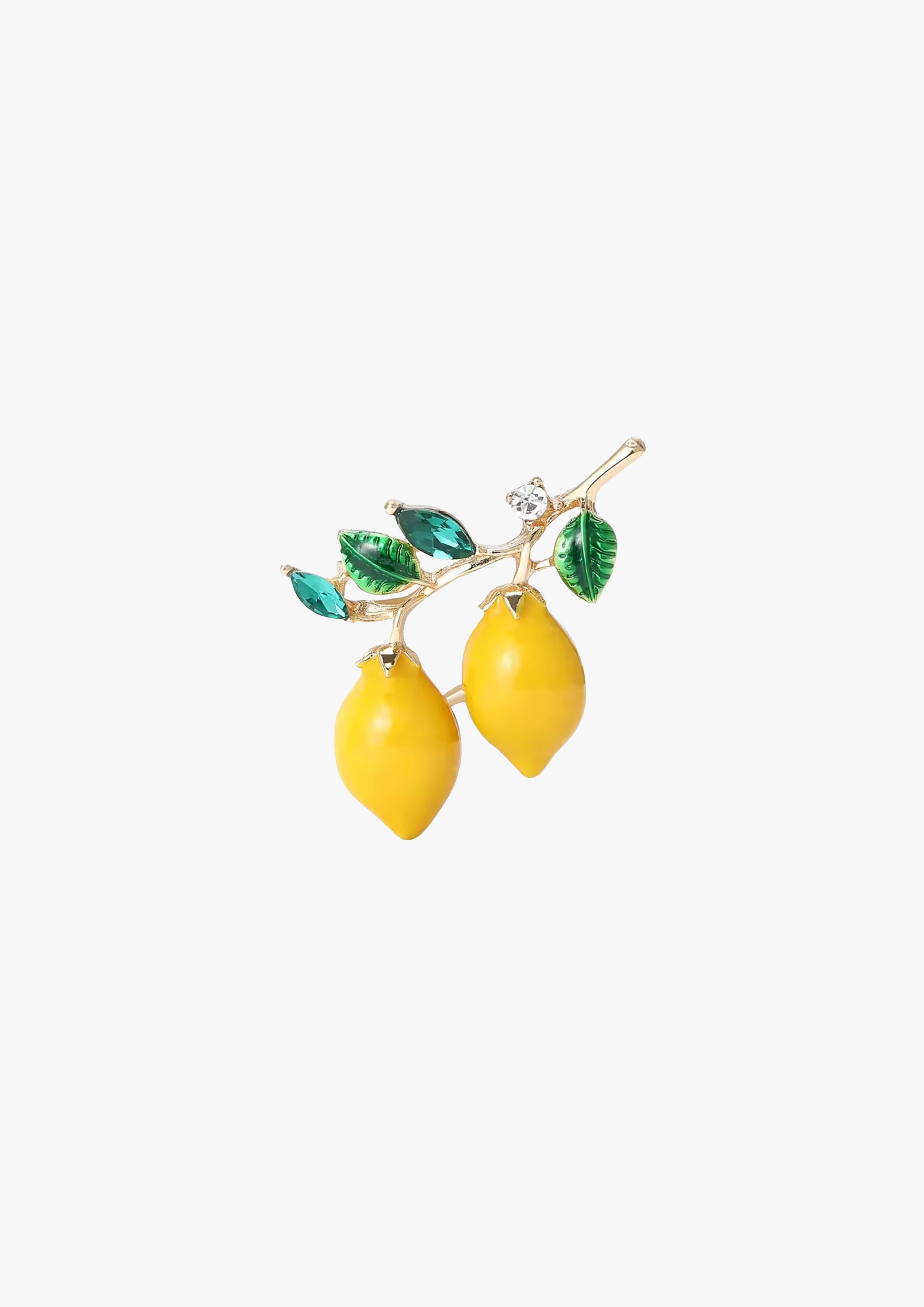 Crystal Enamelled Lemon Branch Brooch