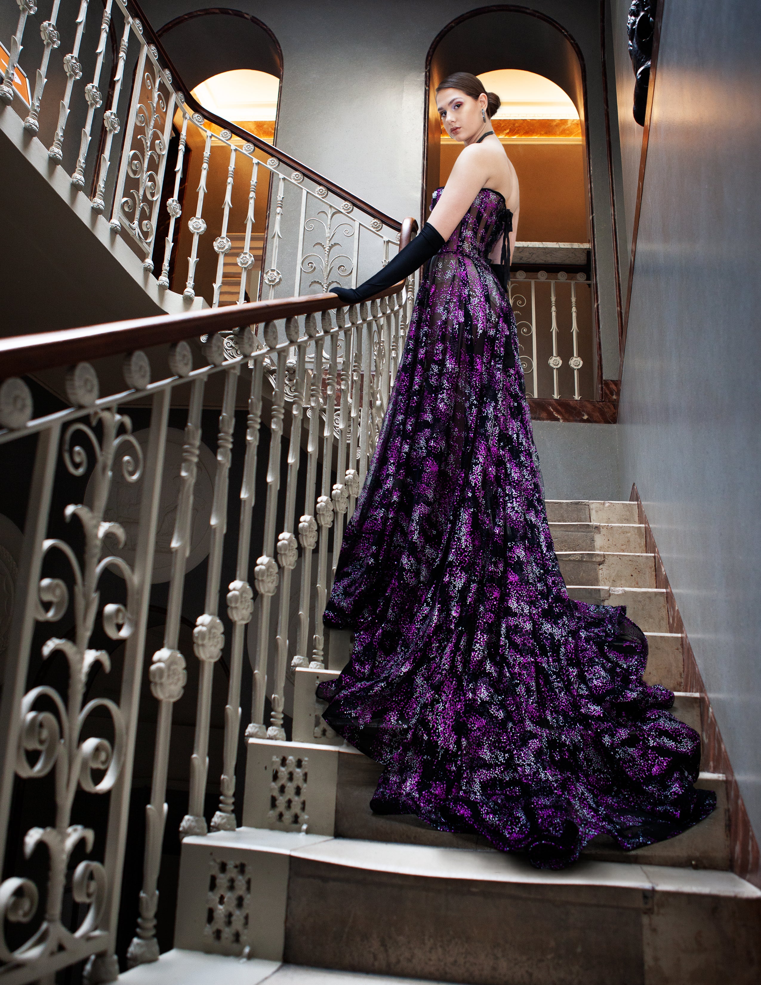 CORSETED TRANSPARENT GOWN