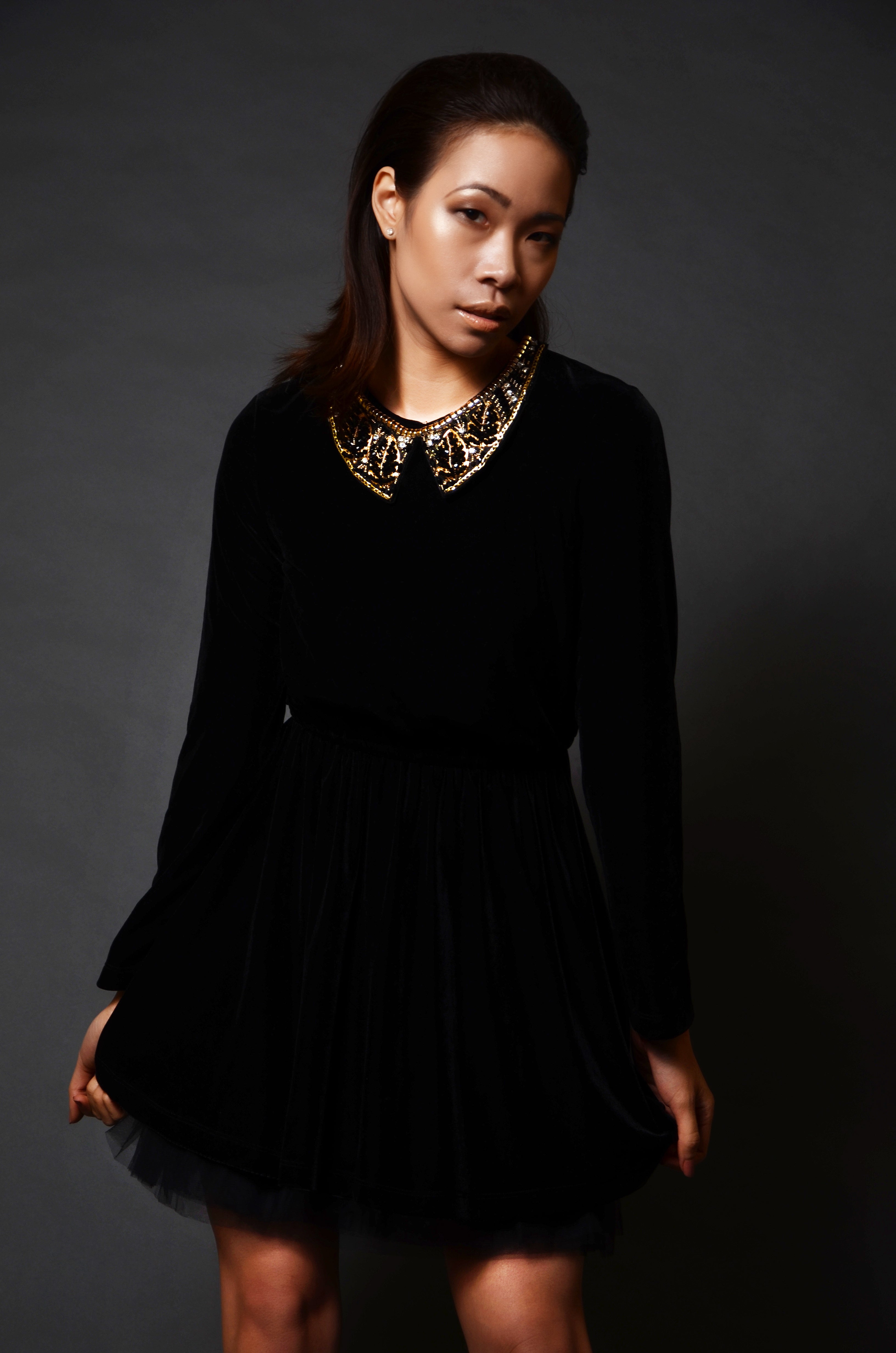 HAND EMBELLISHED PETERPAN COLLAR DRESS
