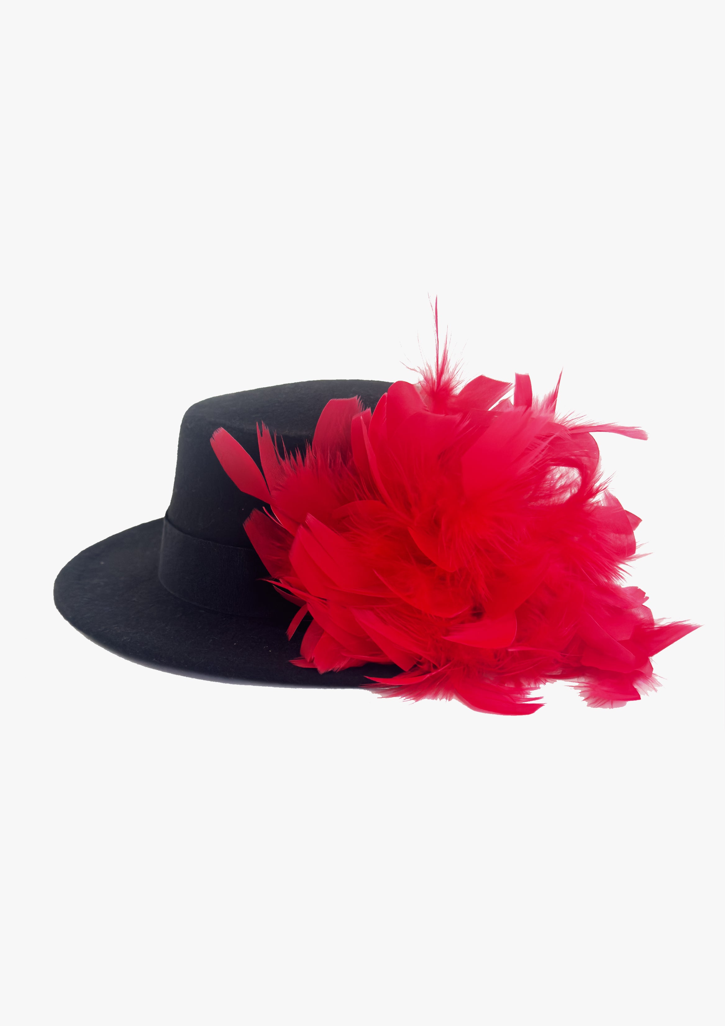 Red Feathered Black Gambler Hat