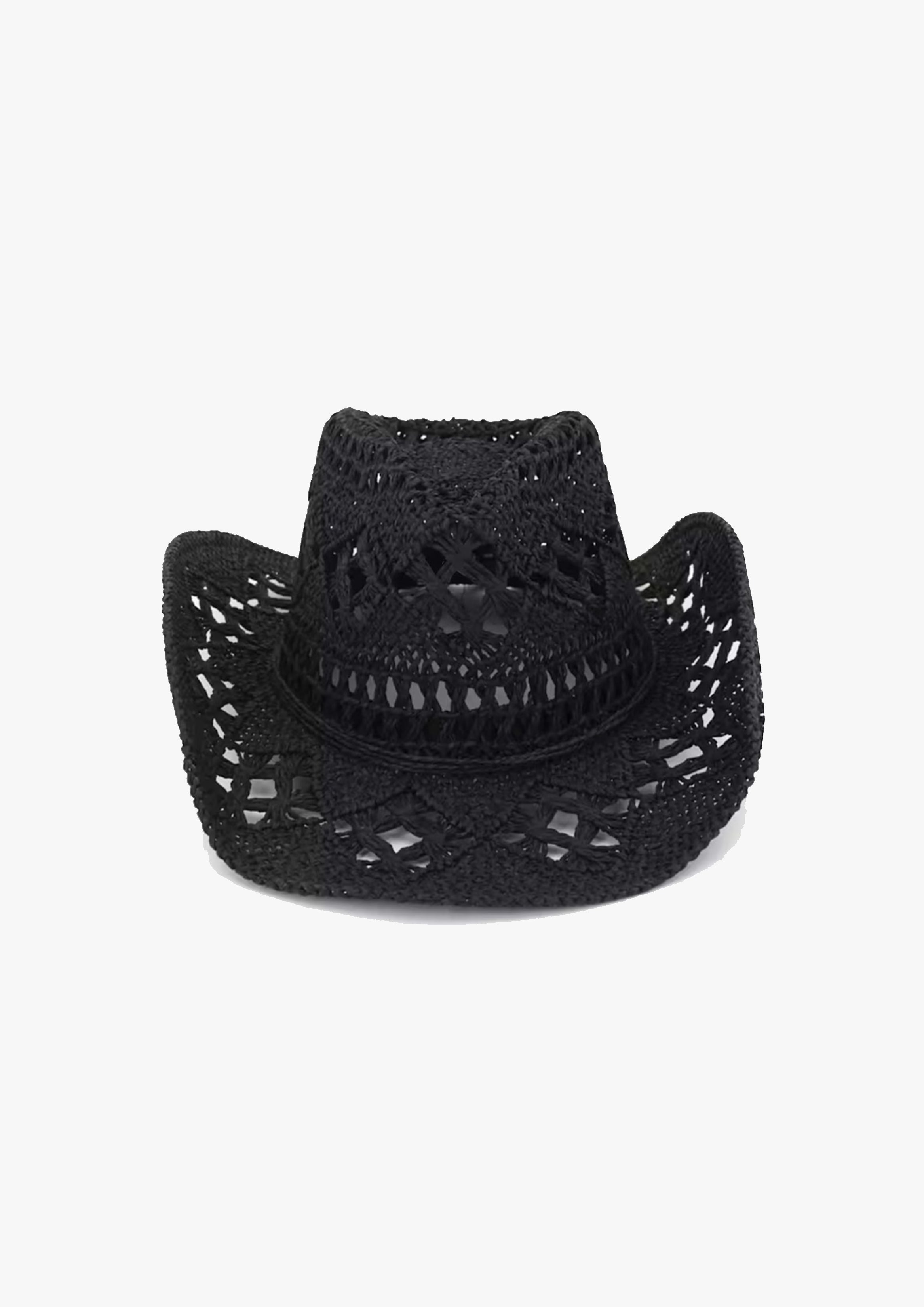 Handmade Black Straw Cowboy Hat