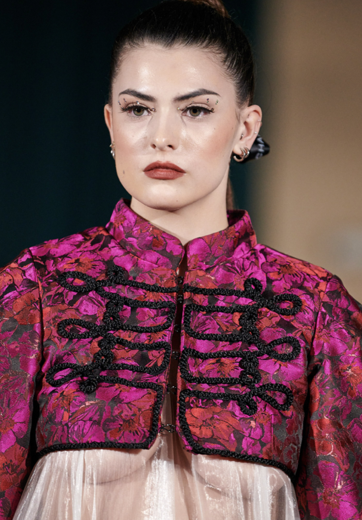 CROPPED FROGGING JACKET & FULL PINTUCK DRESS