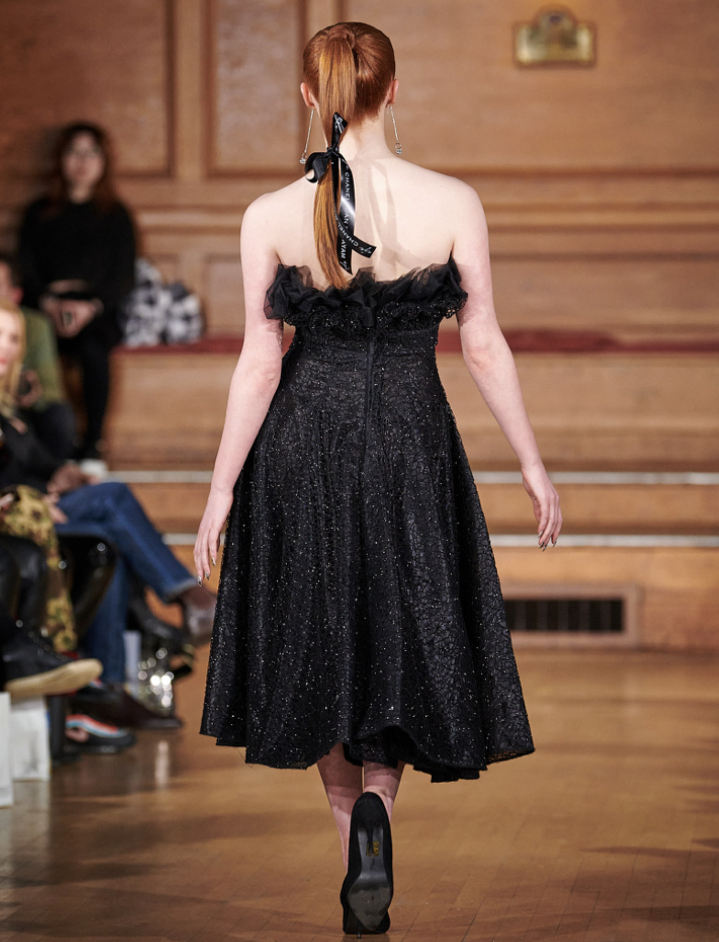 RUCHED BUST 3D GLITTER MESH DRESS