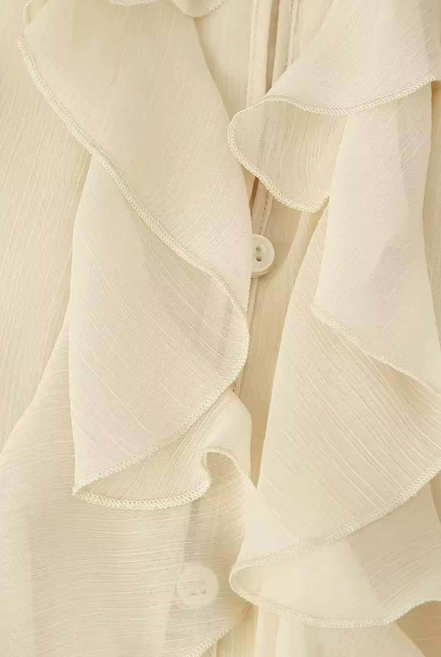 Cream Ruffled Chiffon Blouse
