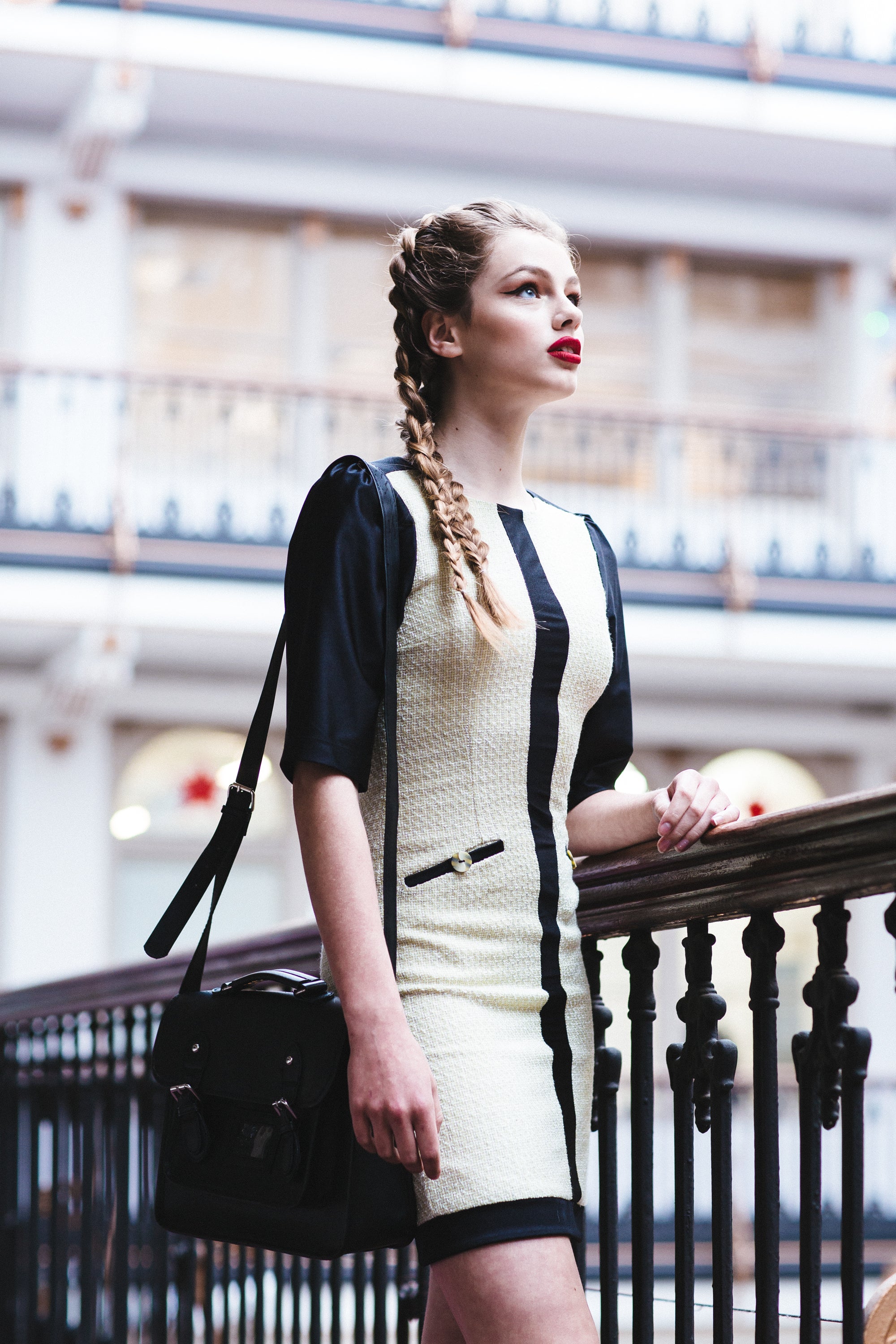 3/4 SLEEVE PANEL DRESS