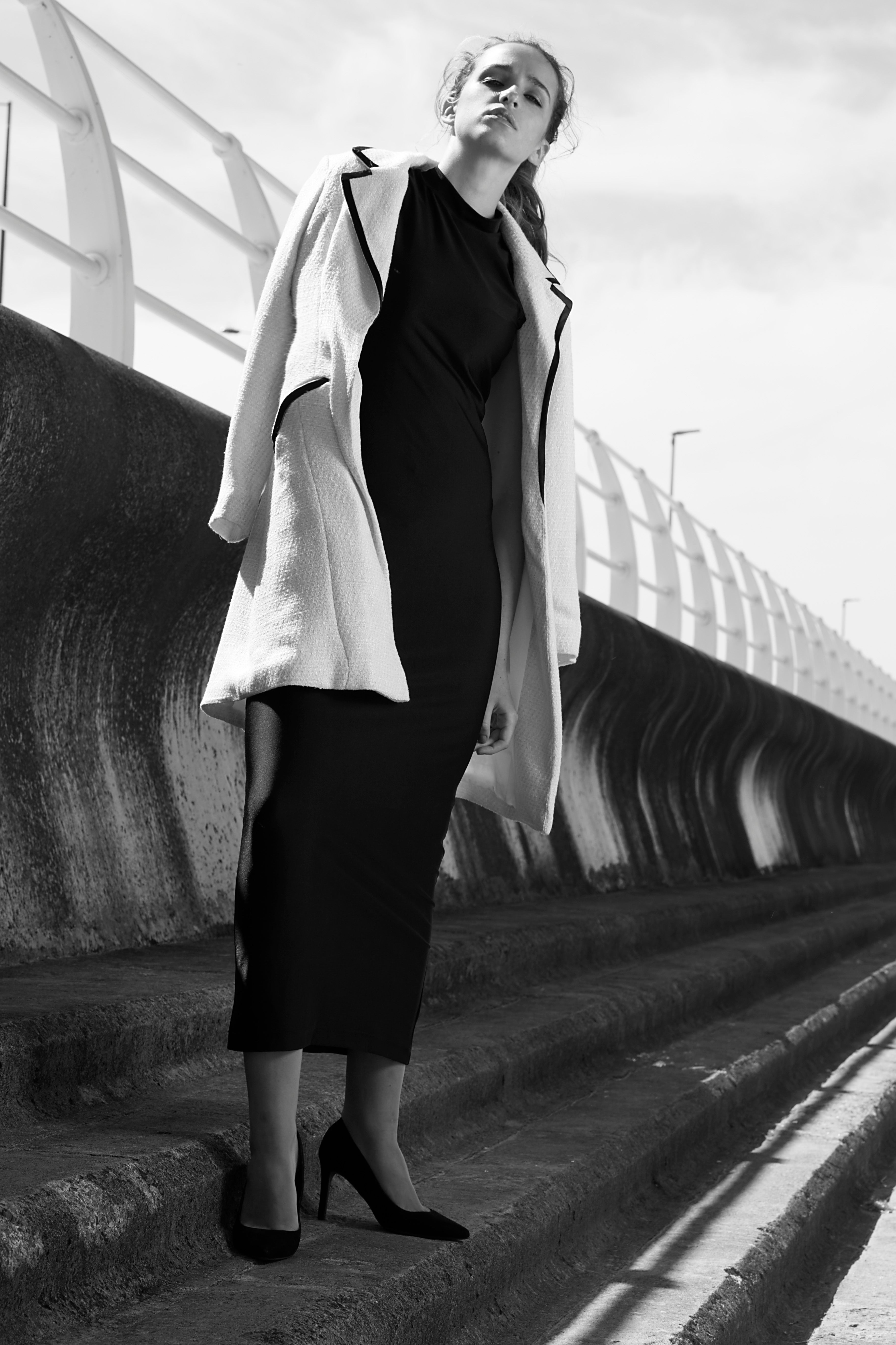 ASYMMETRIC NOTCHED COLLAR COAT