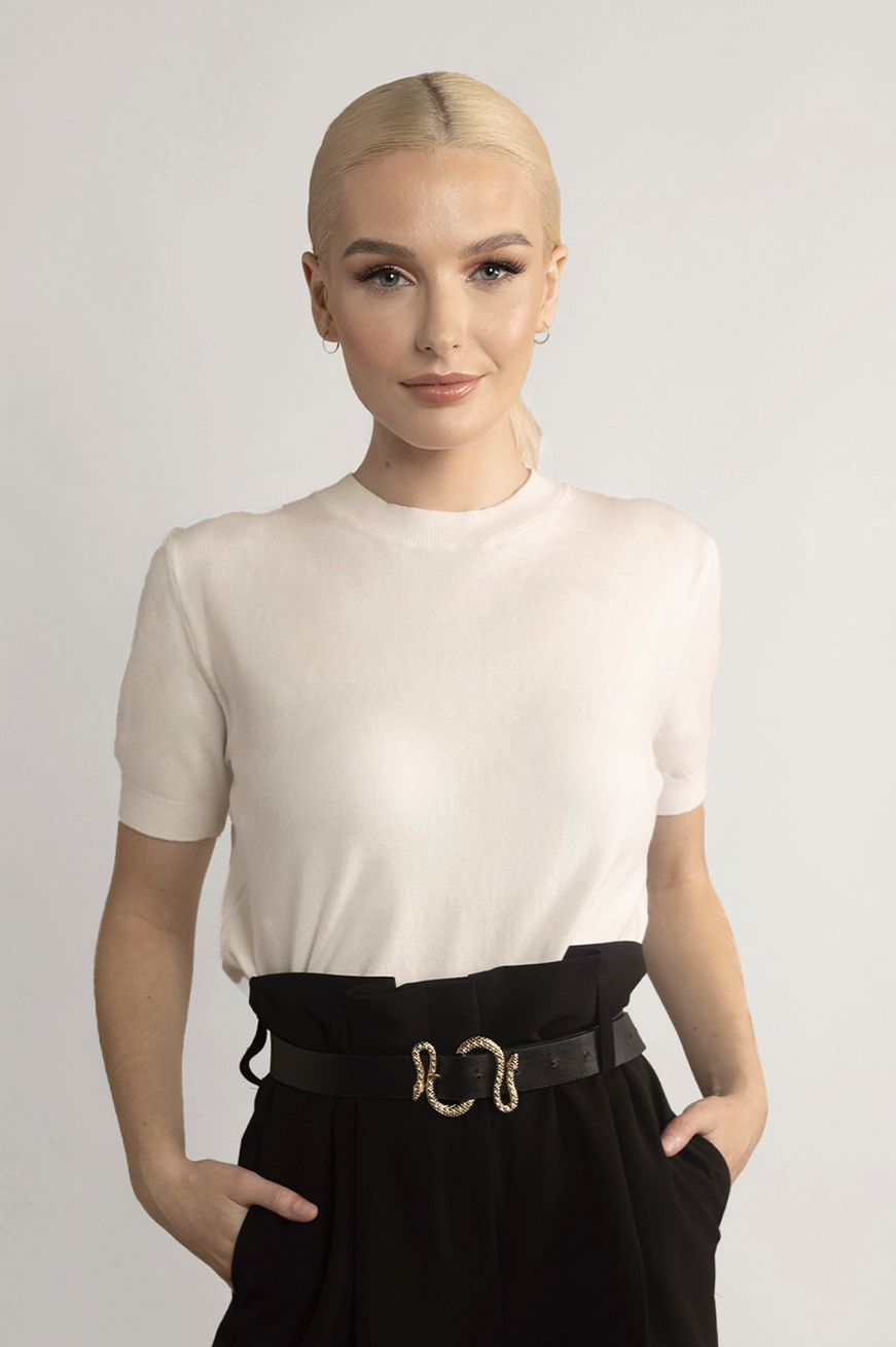 CASHMERE SHORT SLEEVE CREW NECK SWEATER