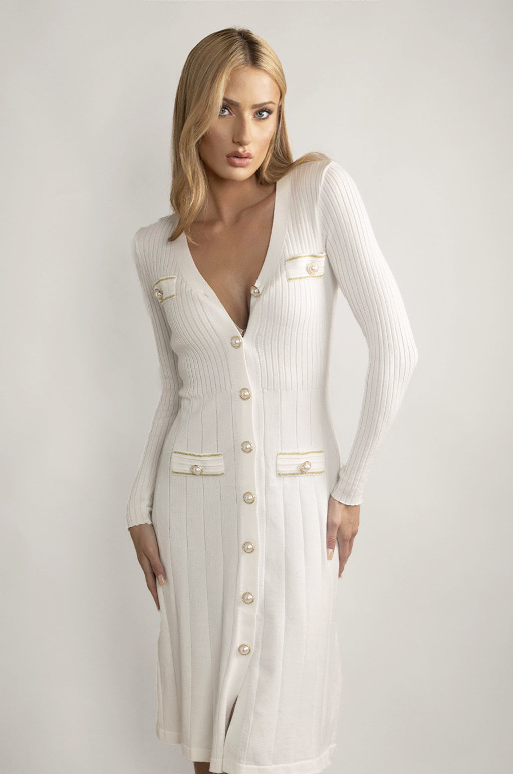 LONG SLEEVE STRETCH KNITTED DRESS