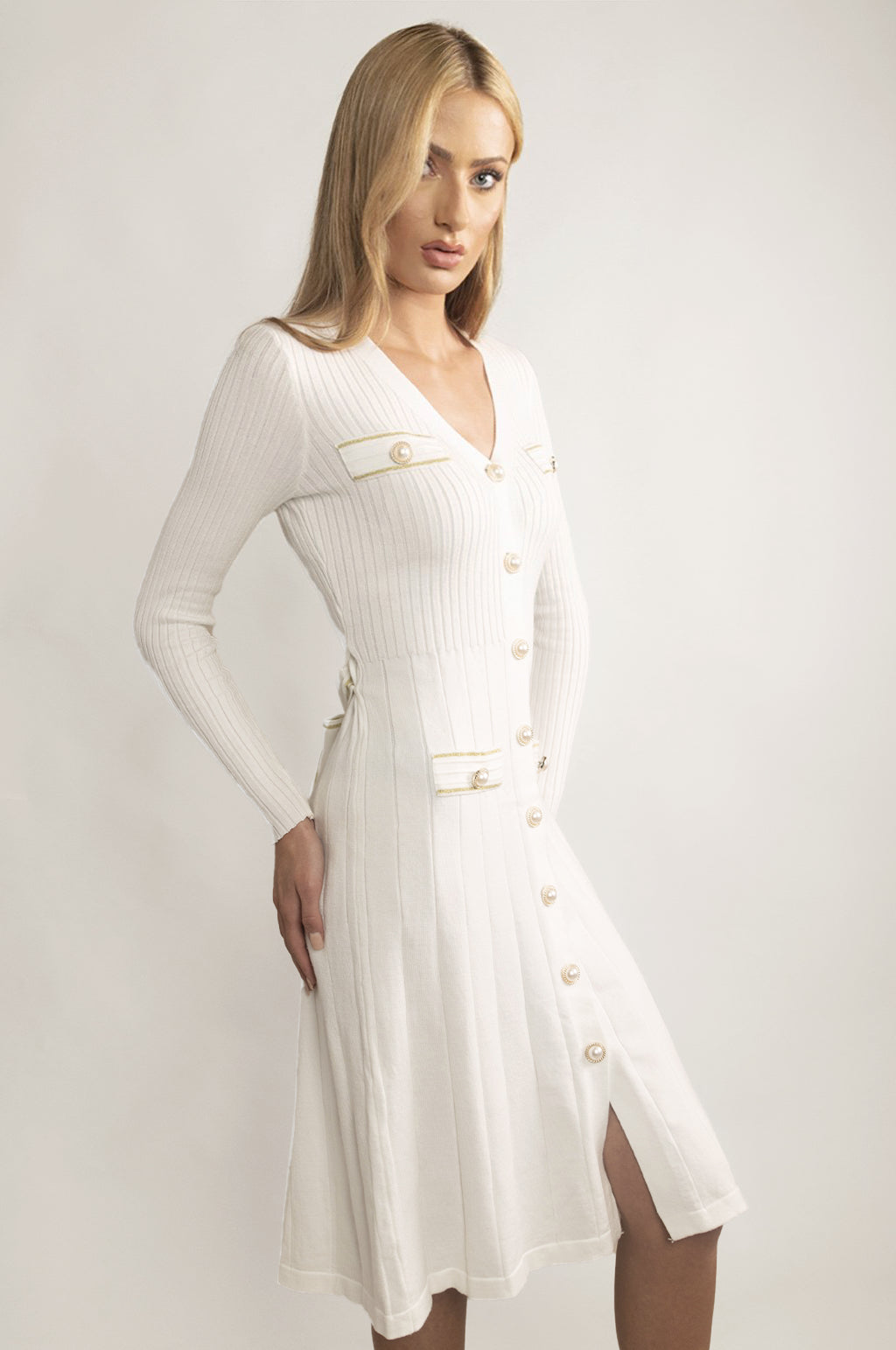 LONG SLEEVE STRETCH KNITTED DRESS