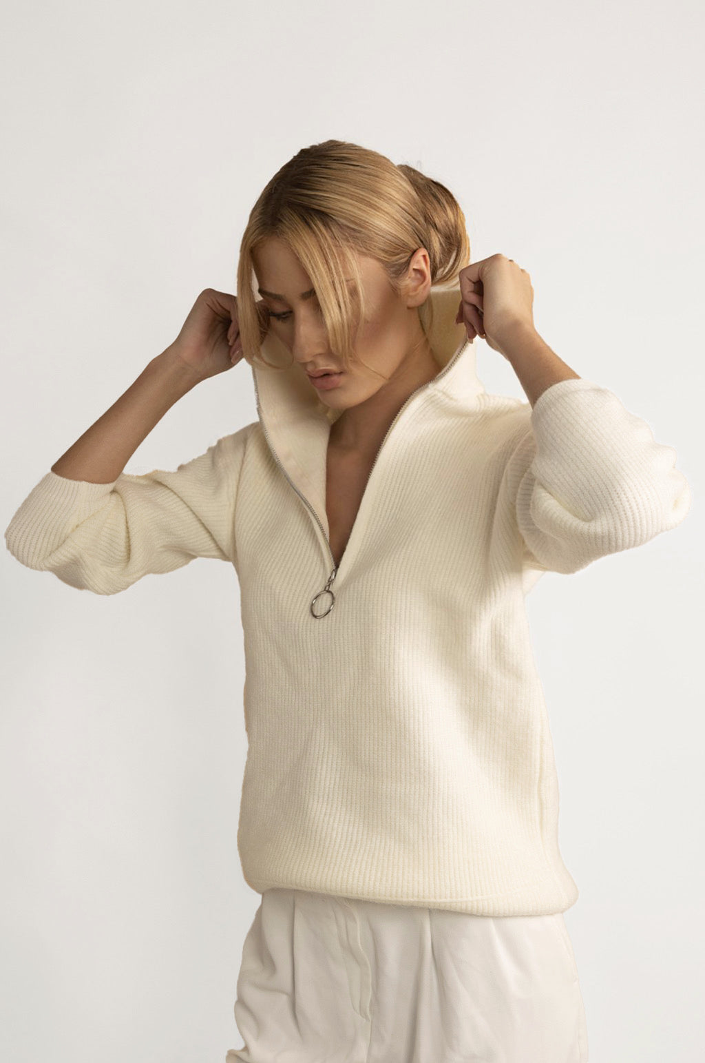 HALF ZIP WOOL BLEND SWEATER