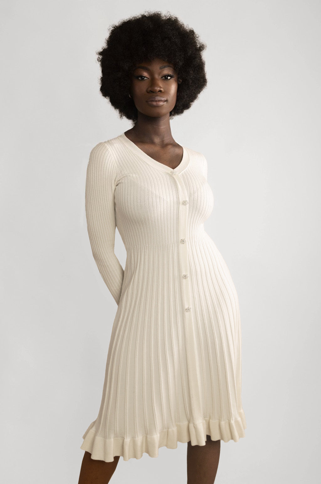 RUFFLED HEM KNITTED DRESS