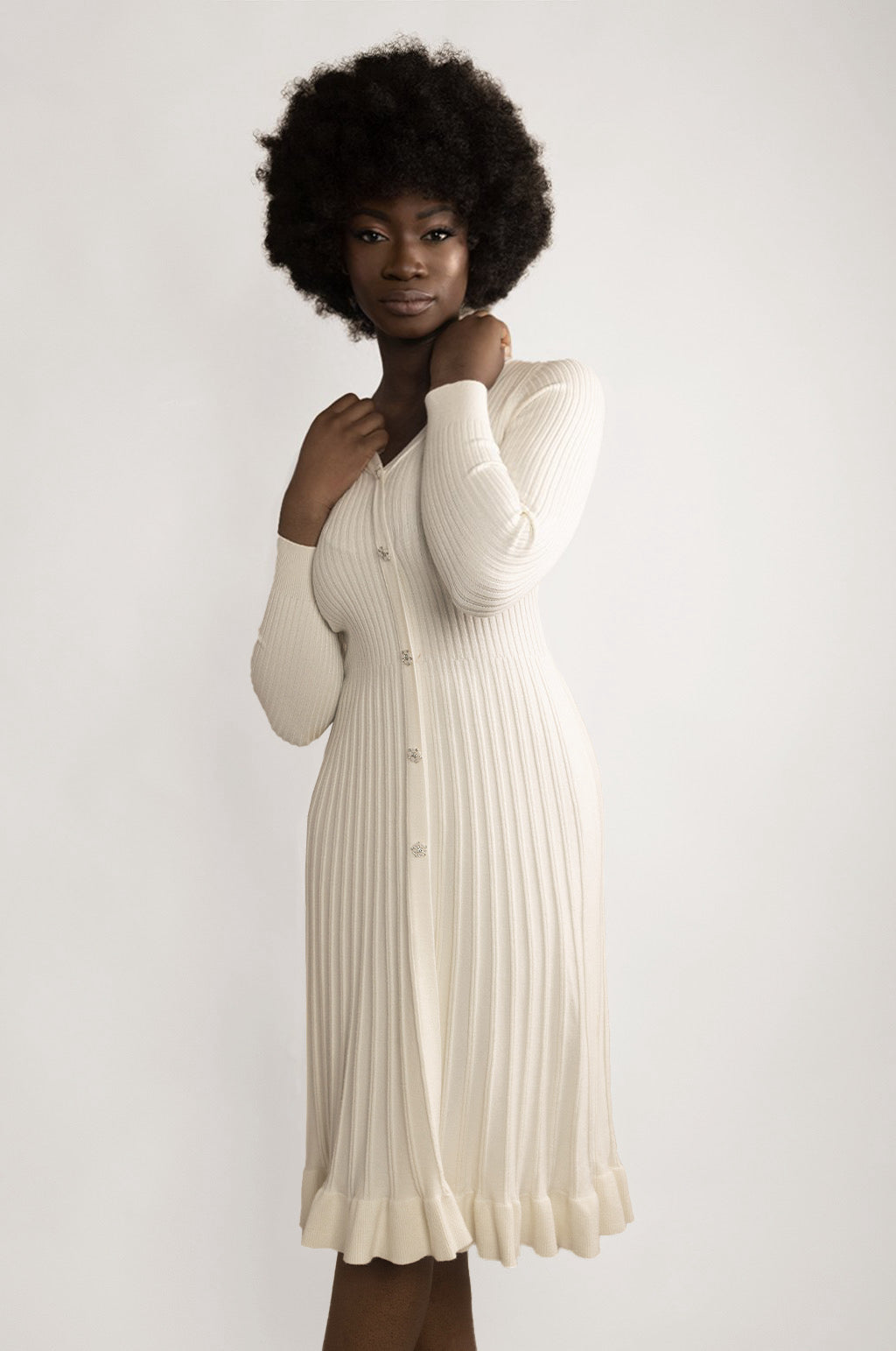 RUFFLED HEM KNITTED DRESS