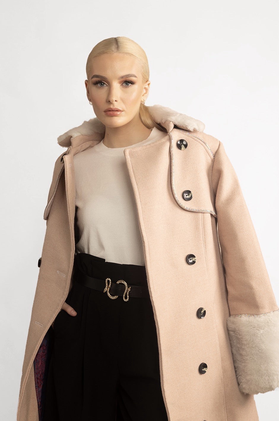 WOOL SHEARLING COAT